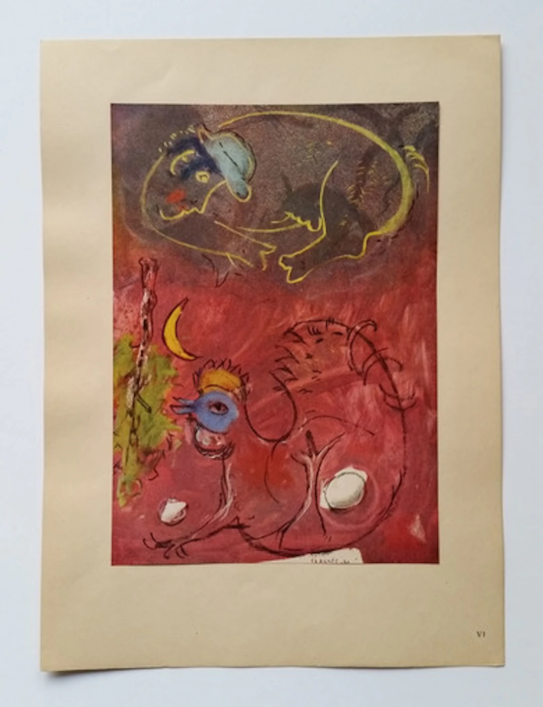 Marc CHAGALL (d’après) - En écoutant le coq, 1944 - Impression