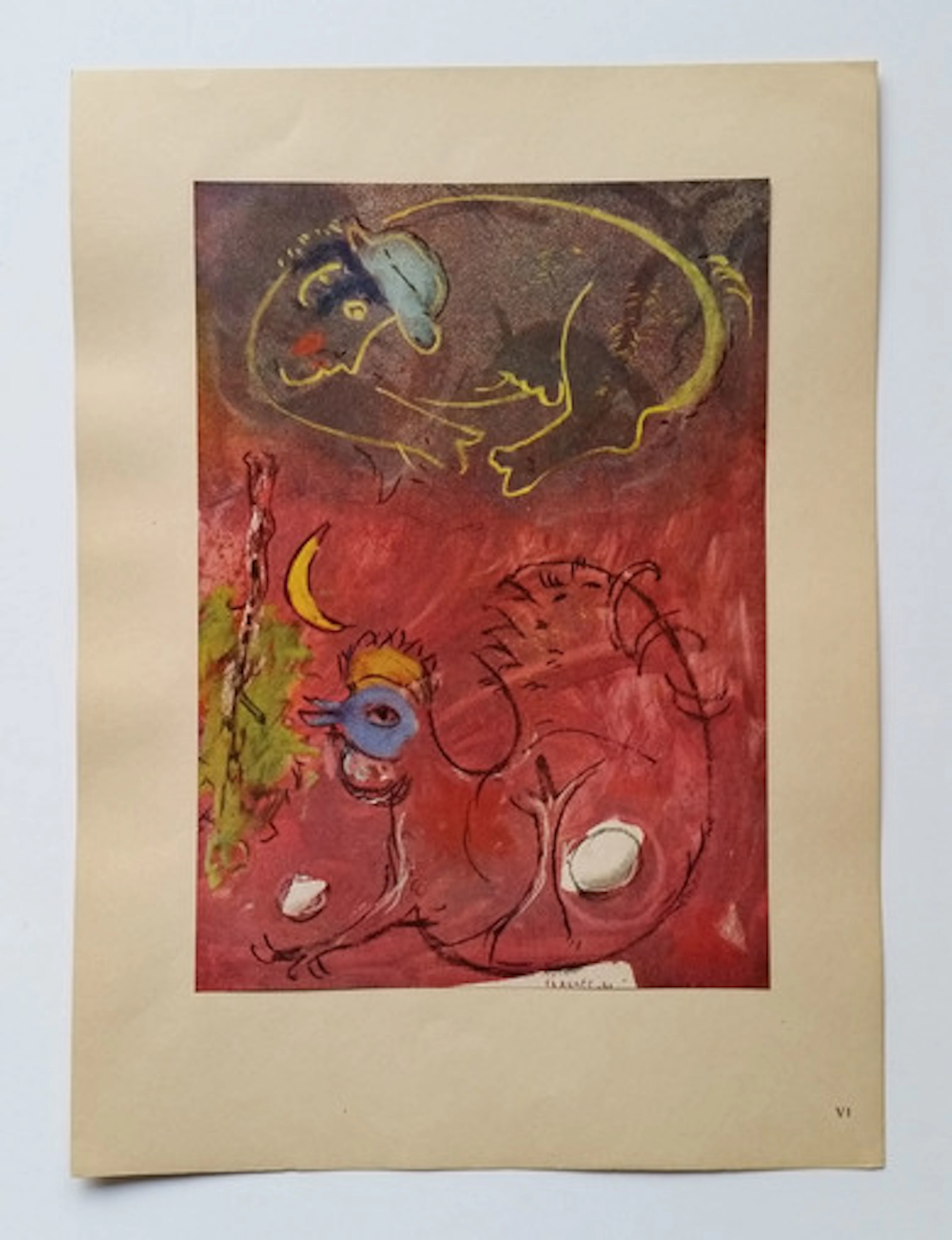Marc CHAGALL (d’après) - En écoutant le coq, 1944 - Impression