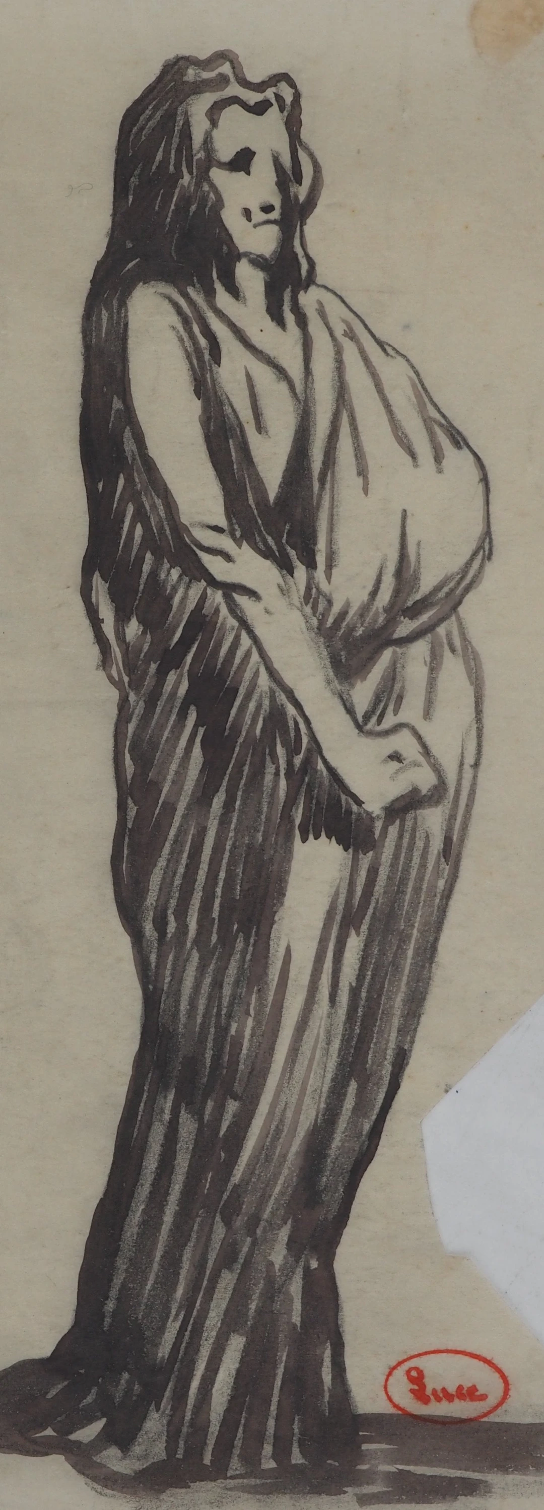 Maximilien LUCE : Portrait en déesse, Dessin original signé