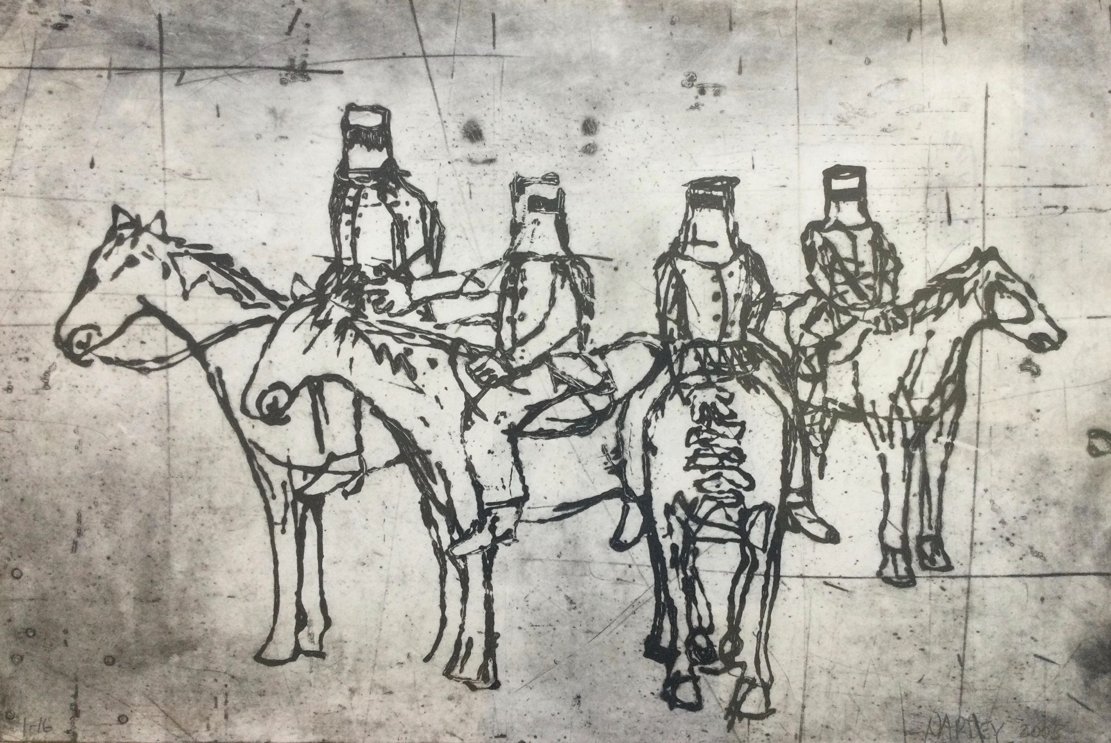 Todd NARBEY - Ted Kelly, les cavaliers, 2003 - Pointe-sèche et carborundum
