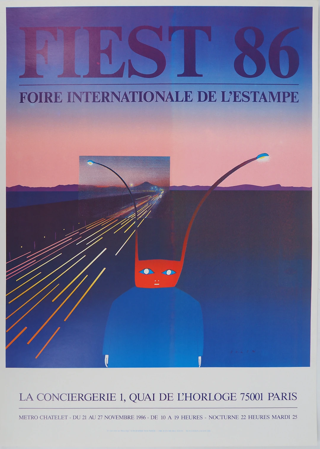 Jean-Michel FOLON : Mont Fuji, Affiche originale d’époque signée