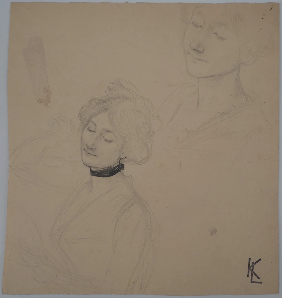 Léopold Franz KOWALSKI: Portrait de Christine, dessin original