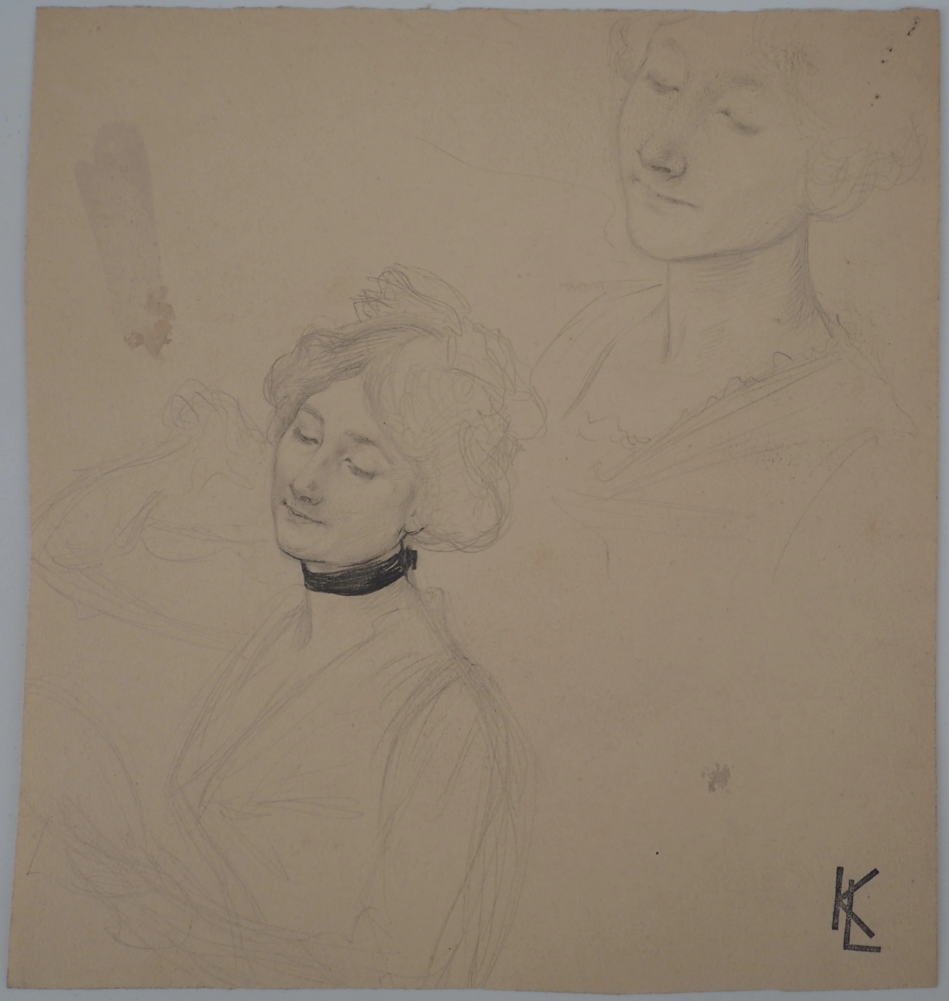 Léopold Franz KOWALSKI: Portrait de Christine, dessin original