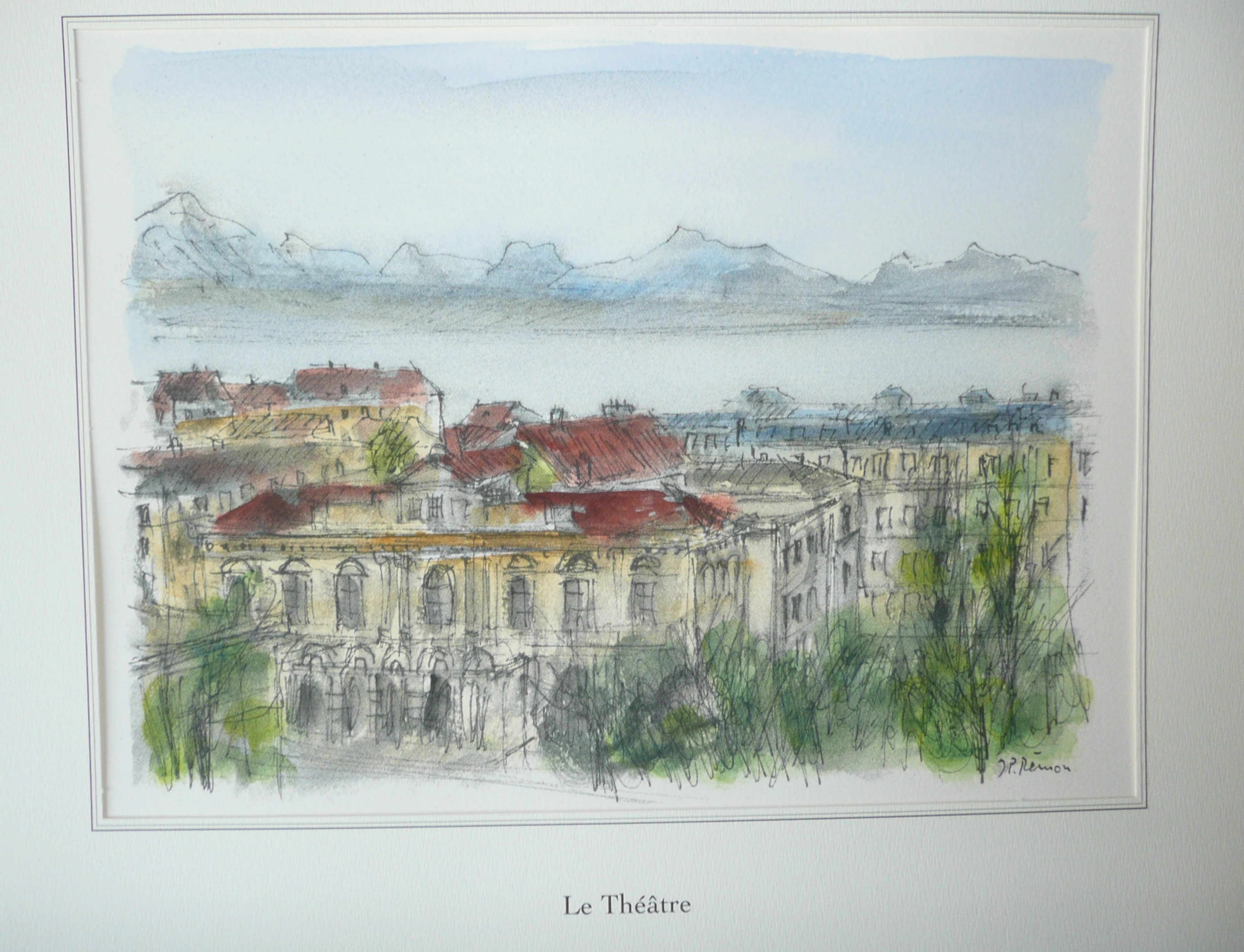Jean Pierre REMON - Le Théâtre, 2008 - Aquarelle signée