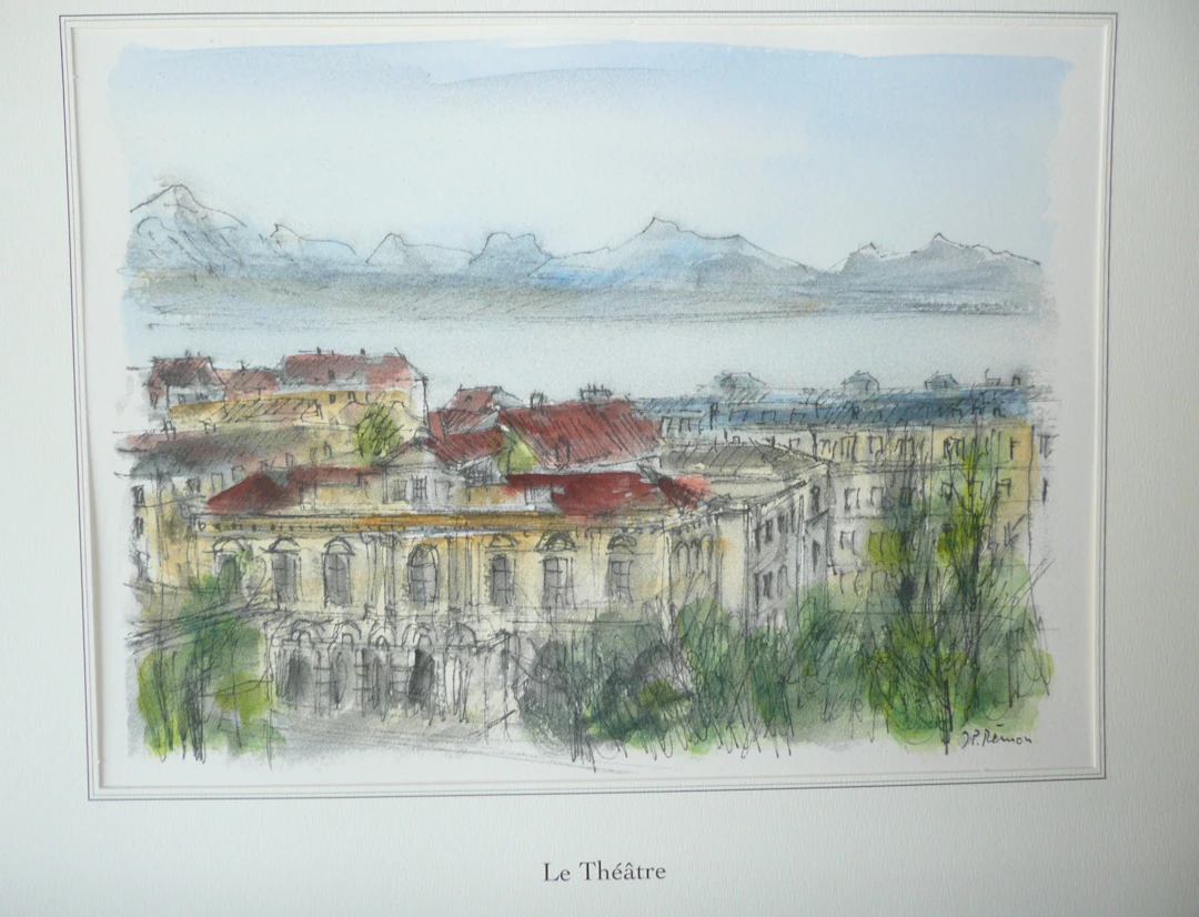 Jean Pierre REMON - Le Théâtre, 2008 - Aquarelle signée