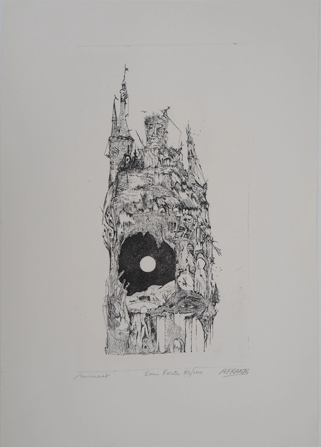A.FRANK - Château de Minuit- Eau forte originale, signée