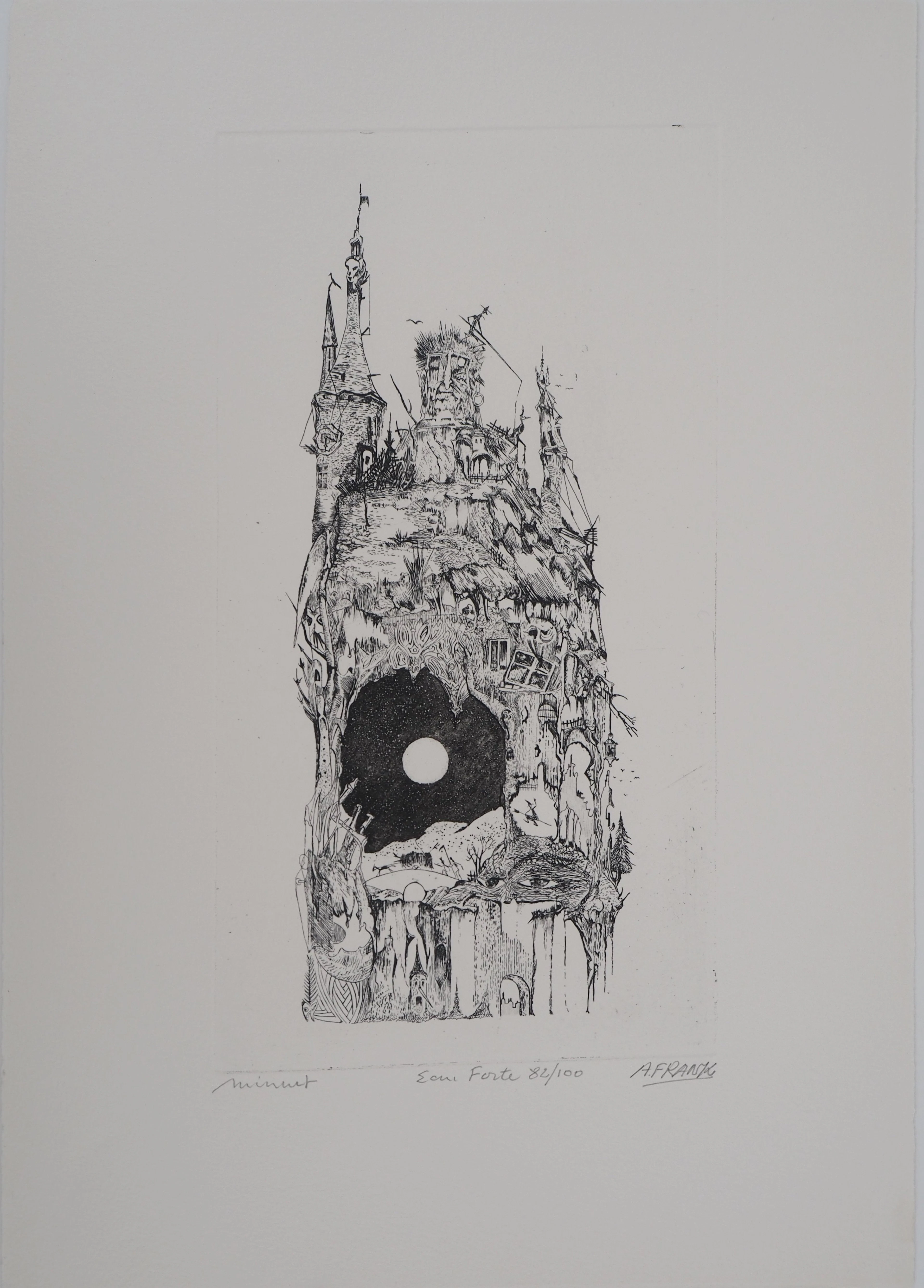 A.FRANK - Château de Minuit- Eau forte originale, signée