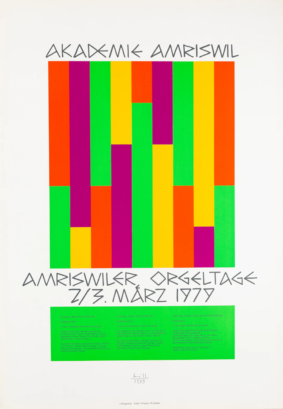 Max BILL : AMRISWILER ORGELTAGE - Lithographie originale signée