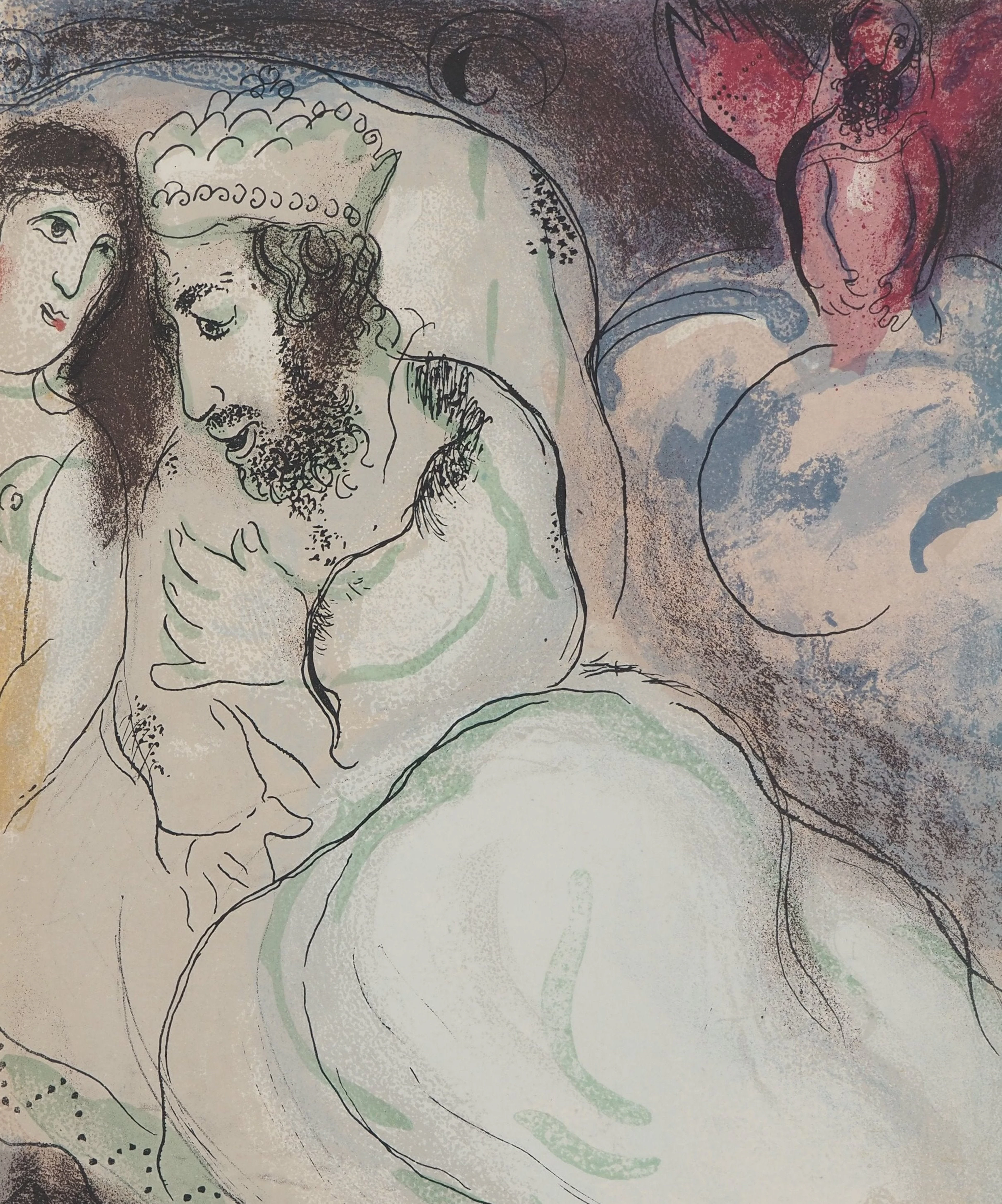 Marc CHAGALL : La Bible, Le rêve de Abimelech, Lithographie originale