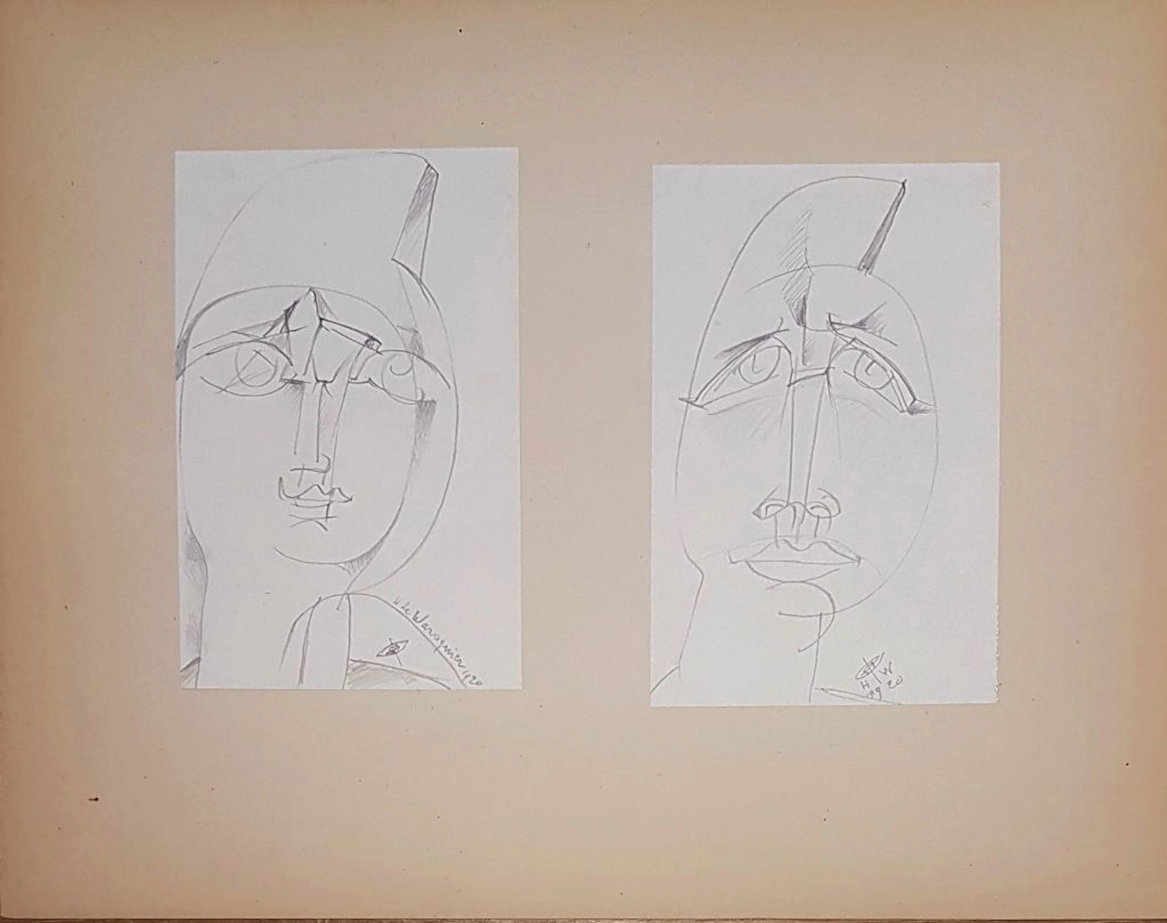 Henry de WAROQUIER - Visage de femme et visage d’homme, 1920 - Deux
