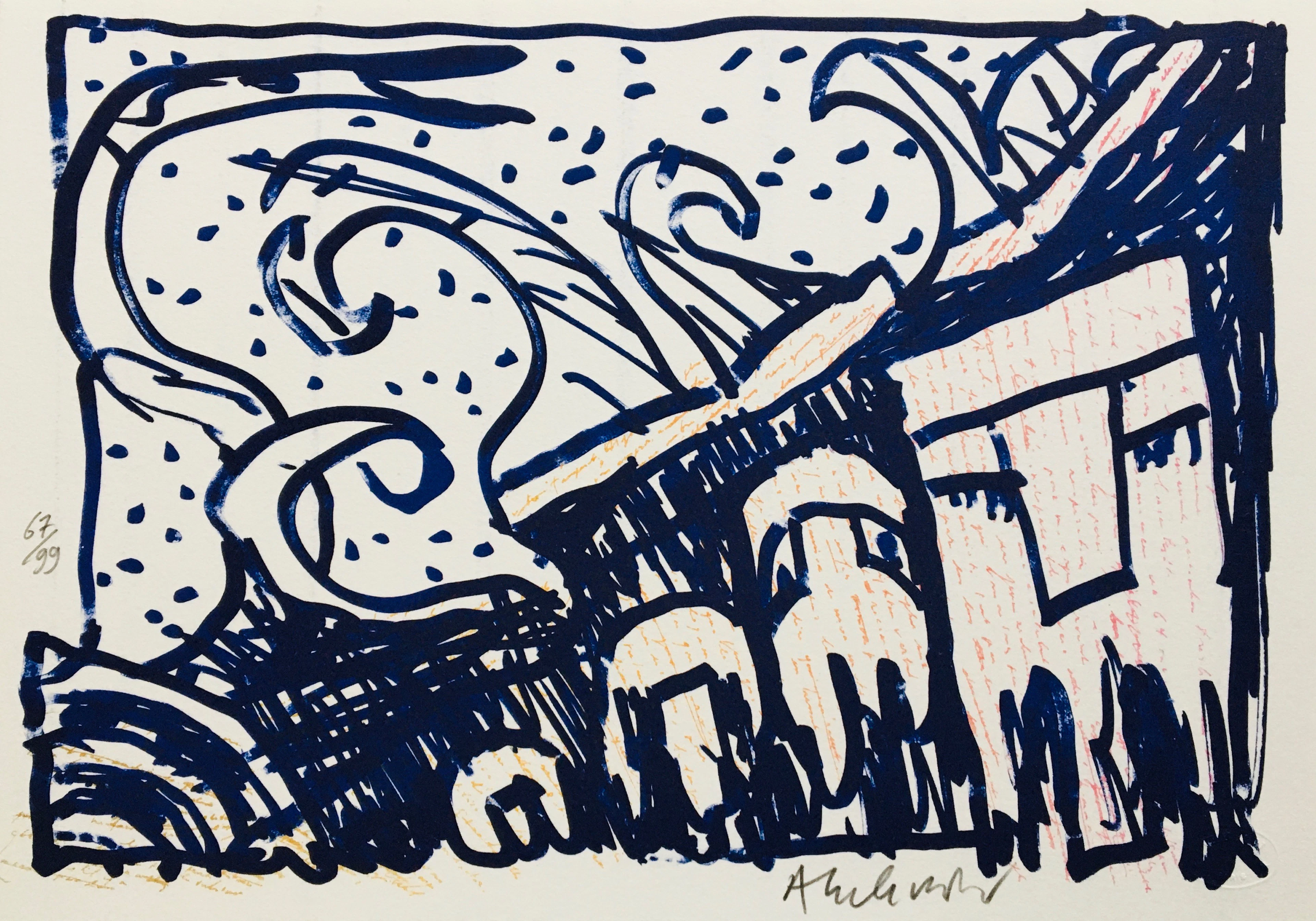 Pierre ALECHINSKY - Sans-titre, 2013 - Lithographie originale signée au crayon