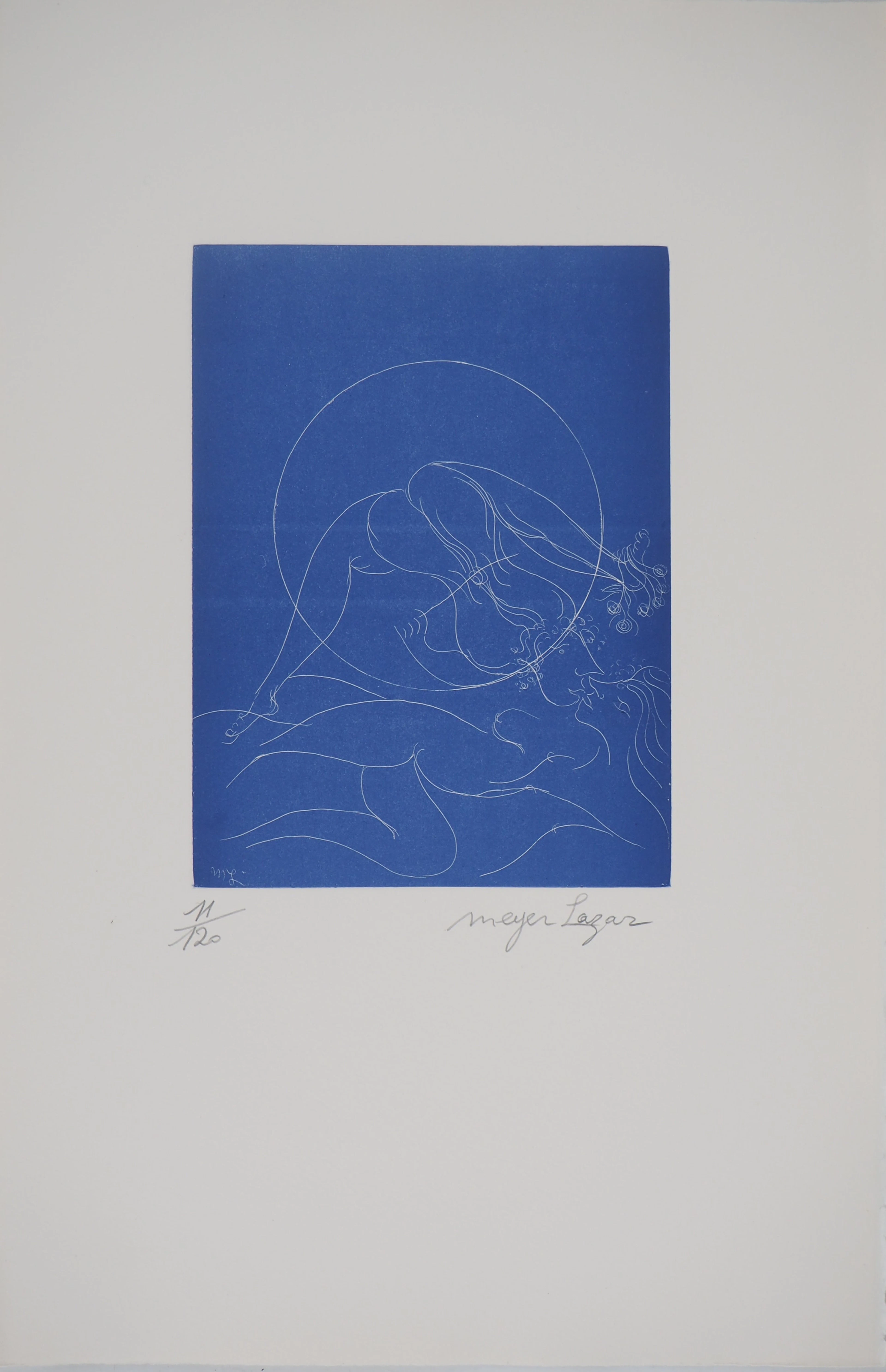 Meyer LAZAR : Les amants célestes, Gravure originale signée