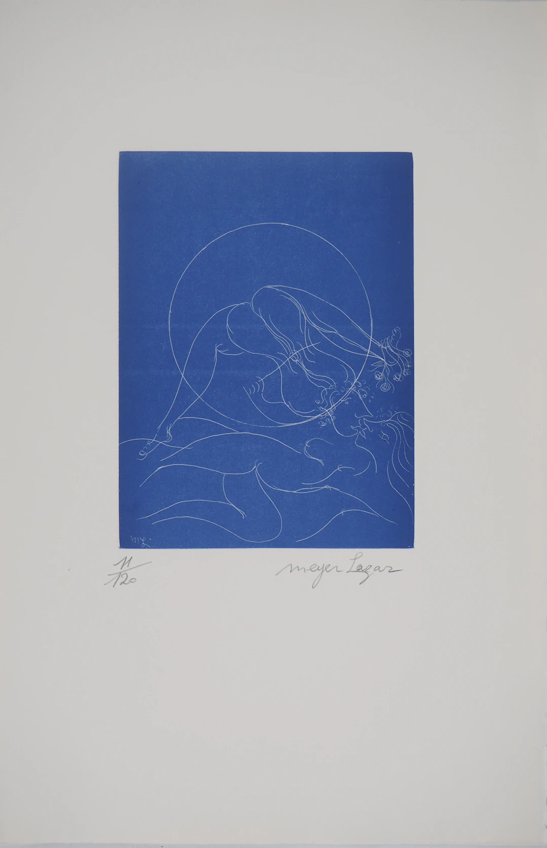 Meyer LAZAR : Les amants célestes, Gravure originale signée