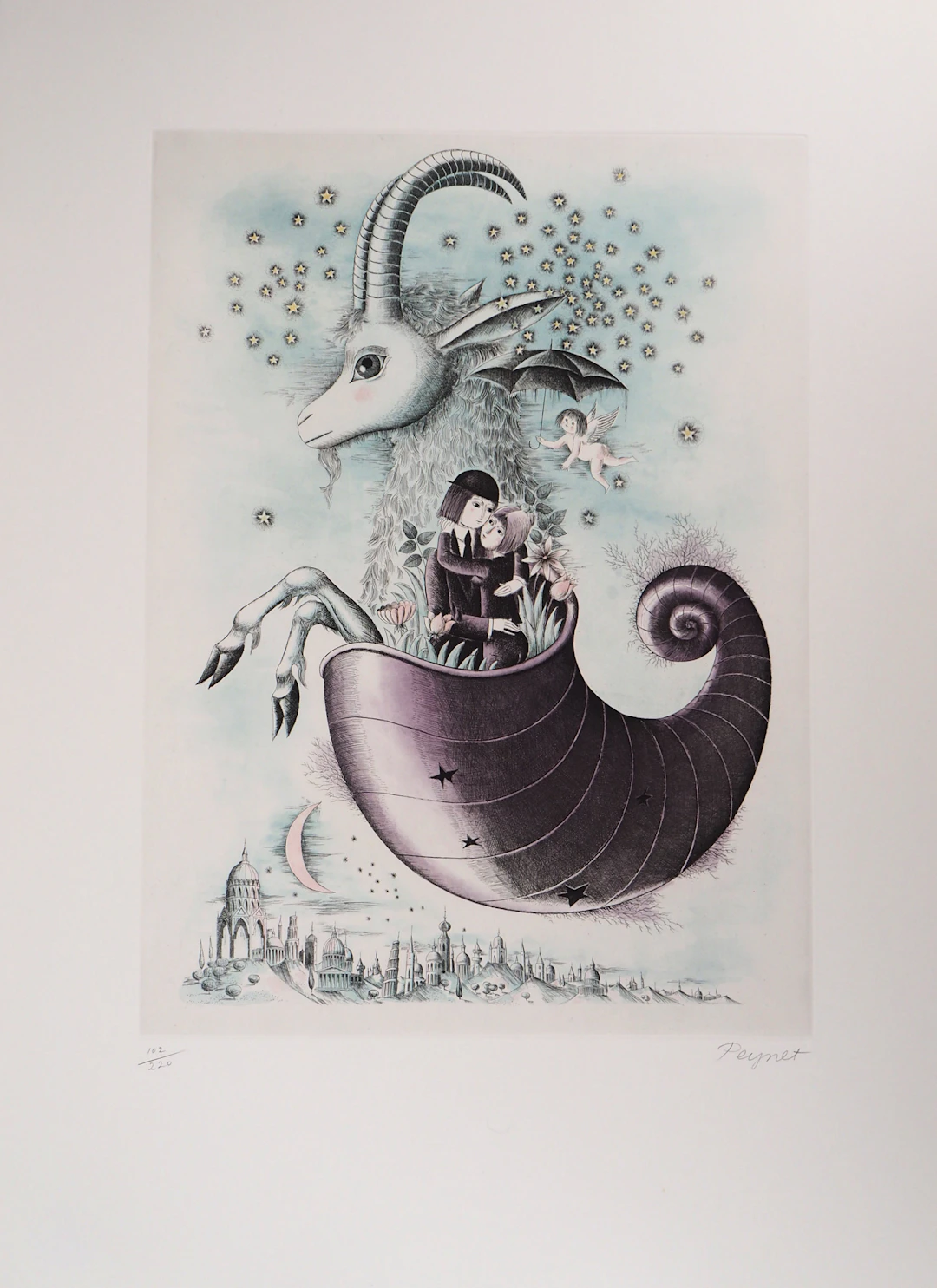 Raymond PEYNET : Signe du zodiaque, Capricorne - Gravure originale signée