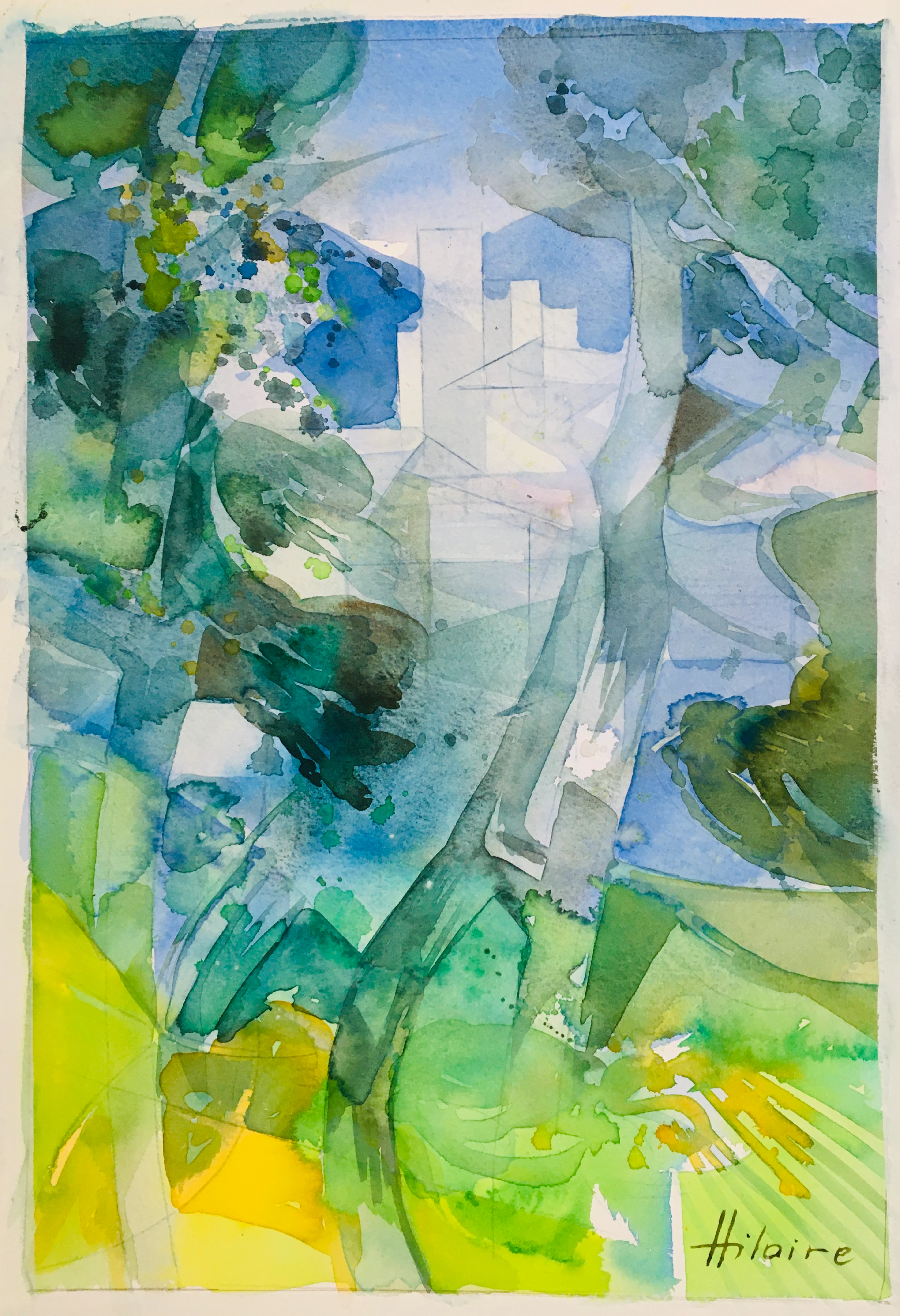 Camille HILAIRE - Saint-Paul de Vence, 1986 - Aquarelle et gouache