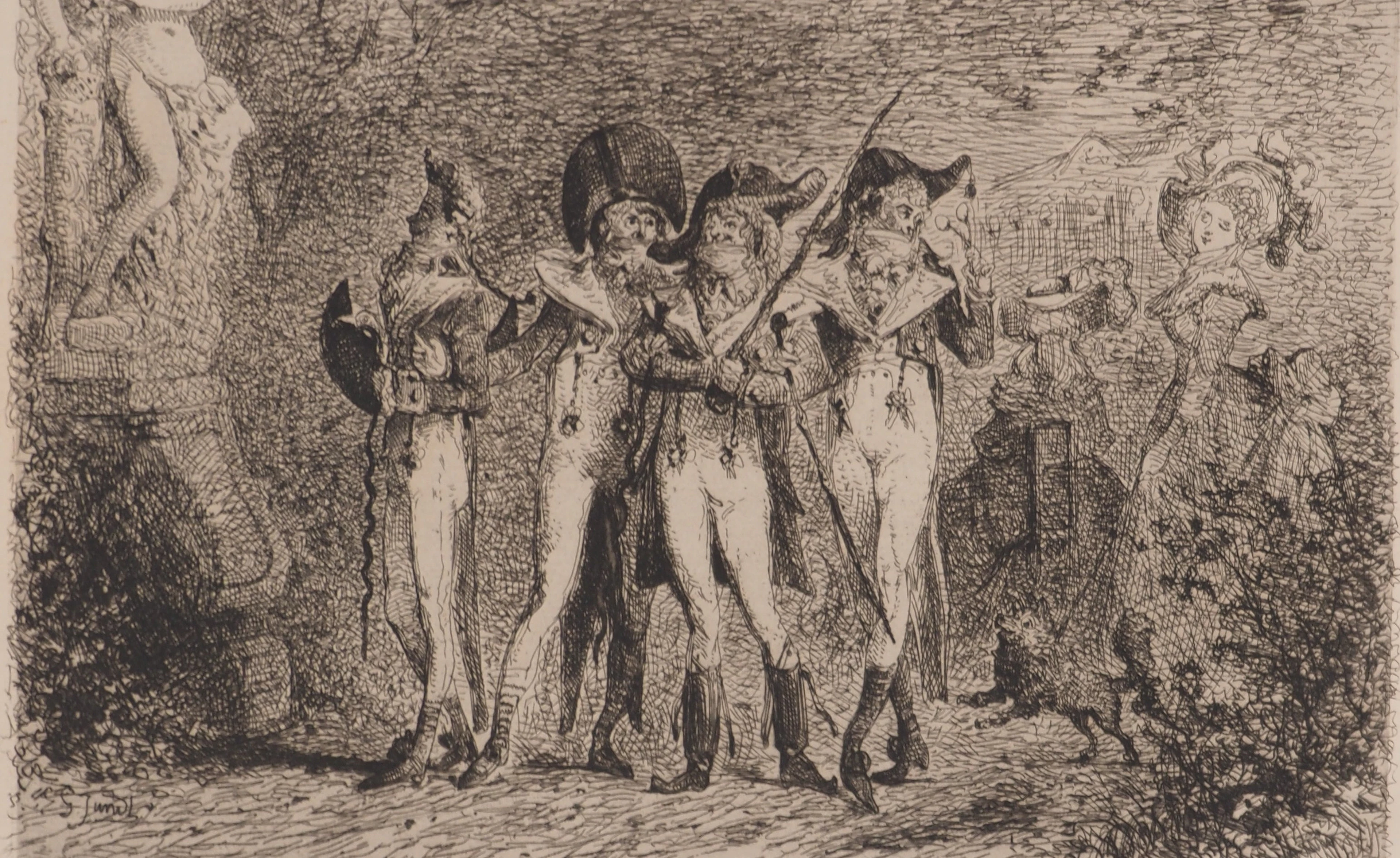 Gustave Adolphe JUNDT : Les incroyables, Gravure originale signée
