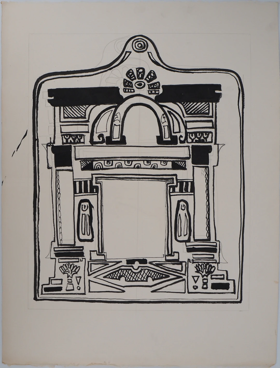 Jacques SOISSON : Etude de Ketouba, Dessin à l’encre
