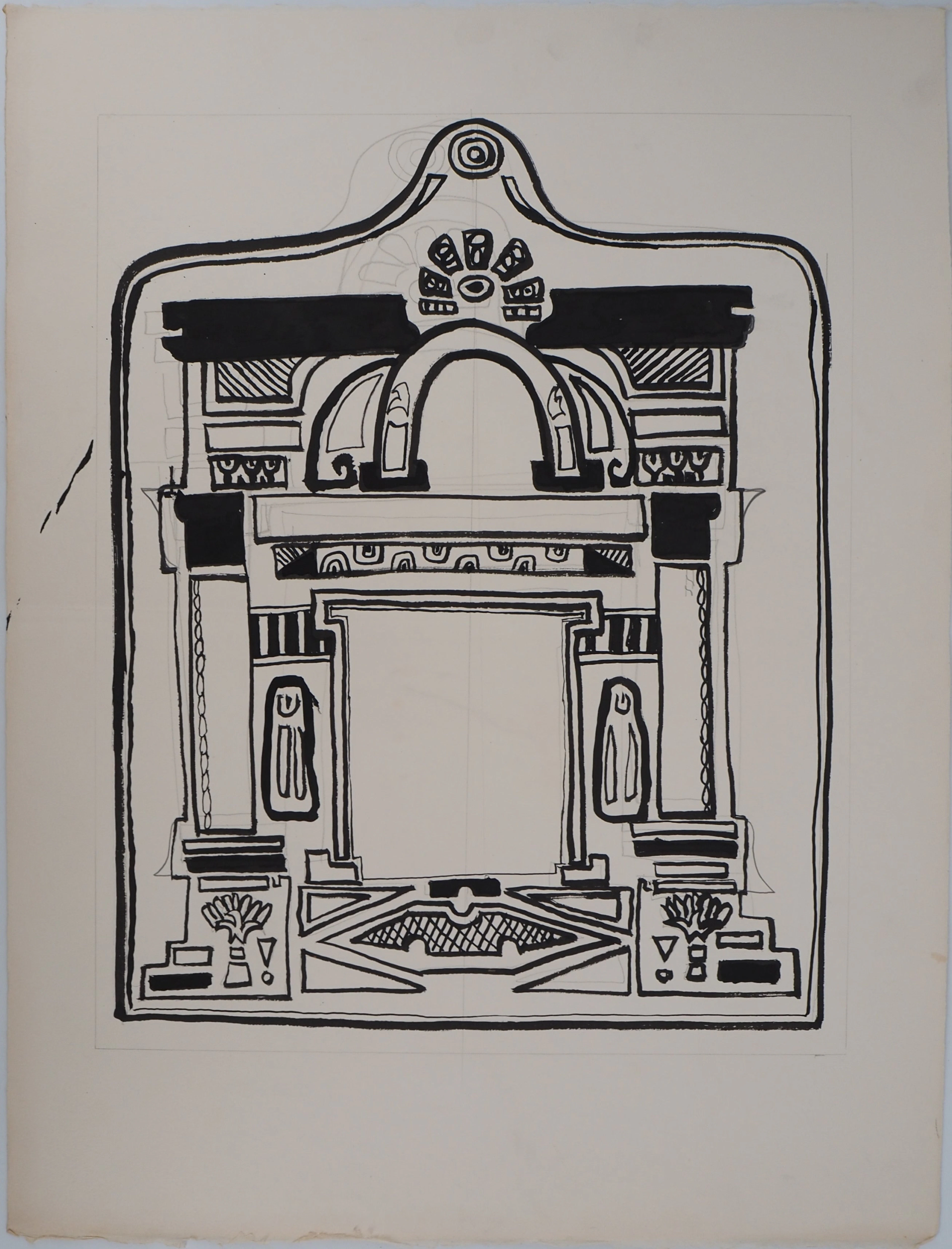 Jacques SOISSON : Etude de Ketouba, Dessin à l’encre