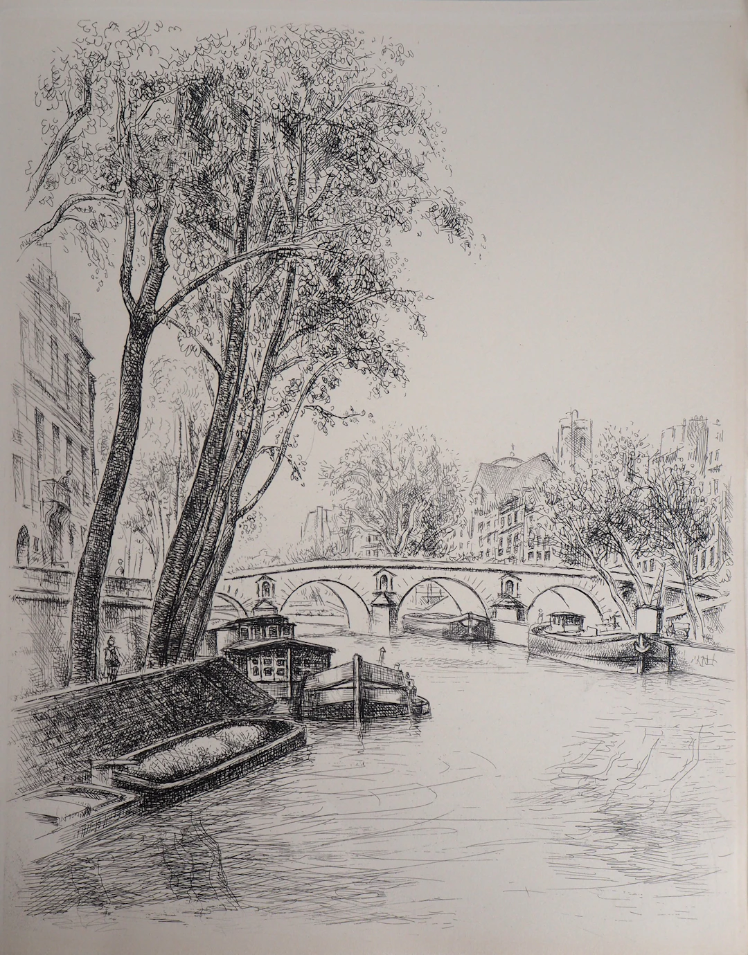 Robert LOTIRON : L’île Saint Louis - 1937 - Gravure Originale