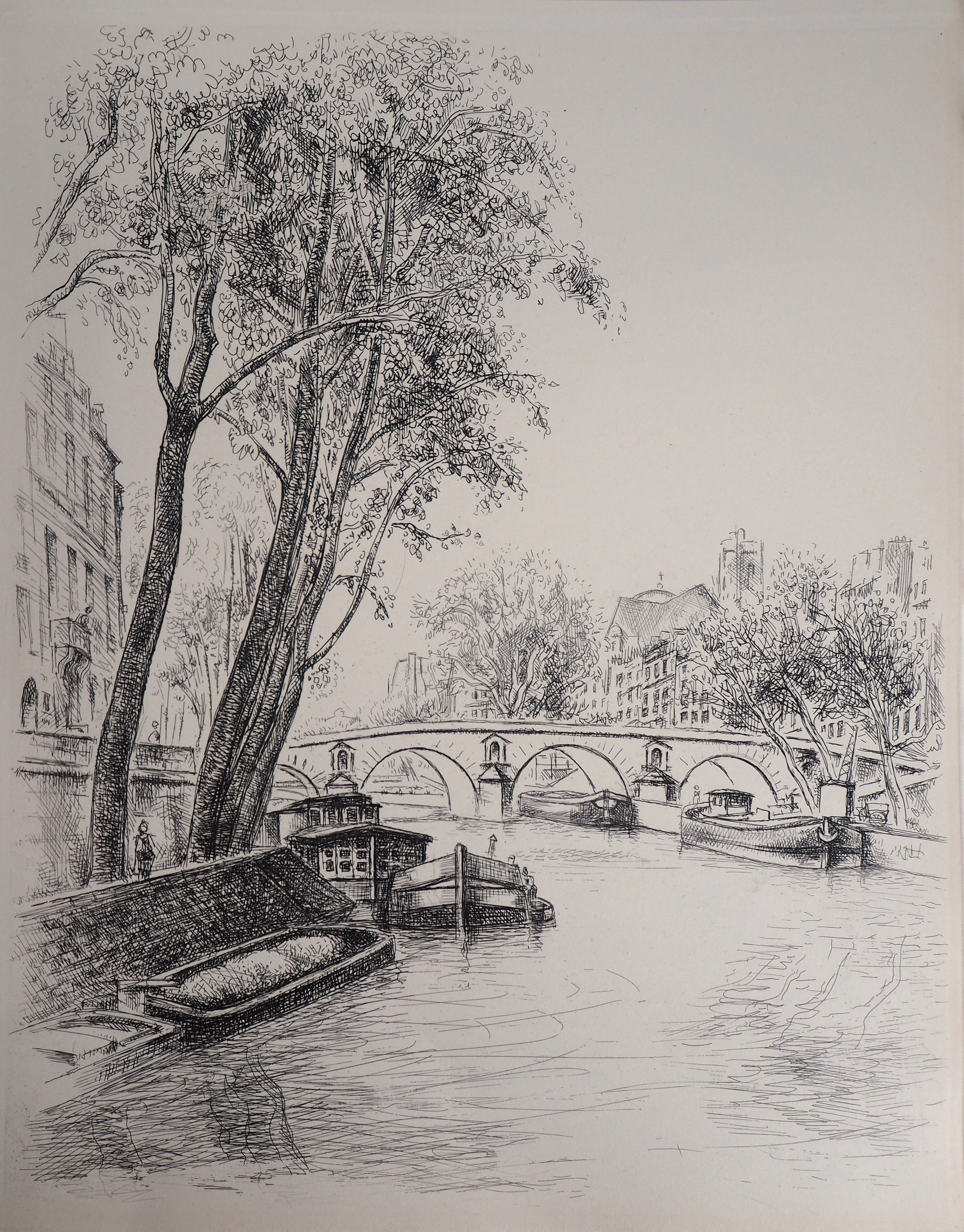 Robert LOTIRON : L’île Saint Louis - 1937 - Gravure Originale
