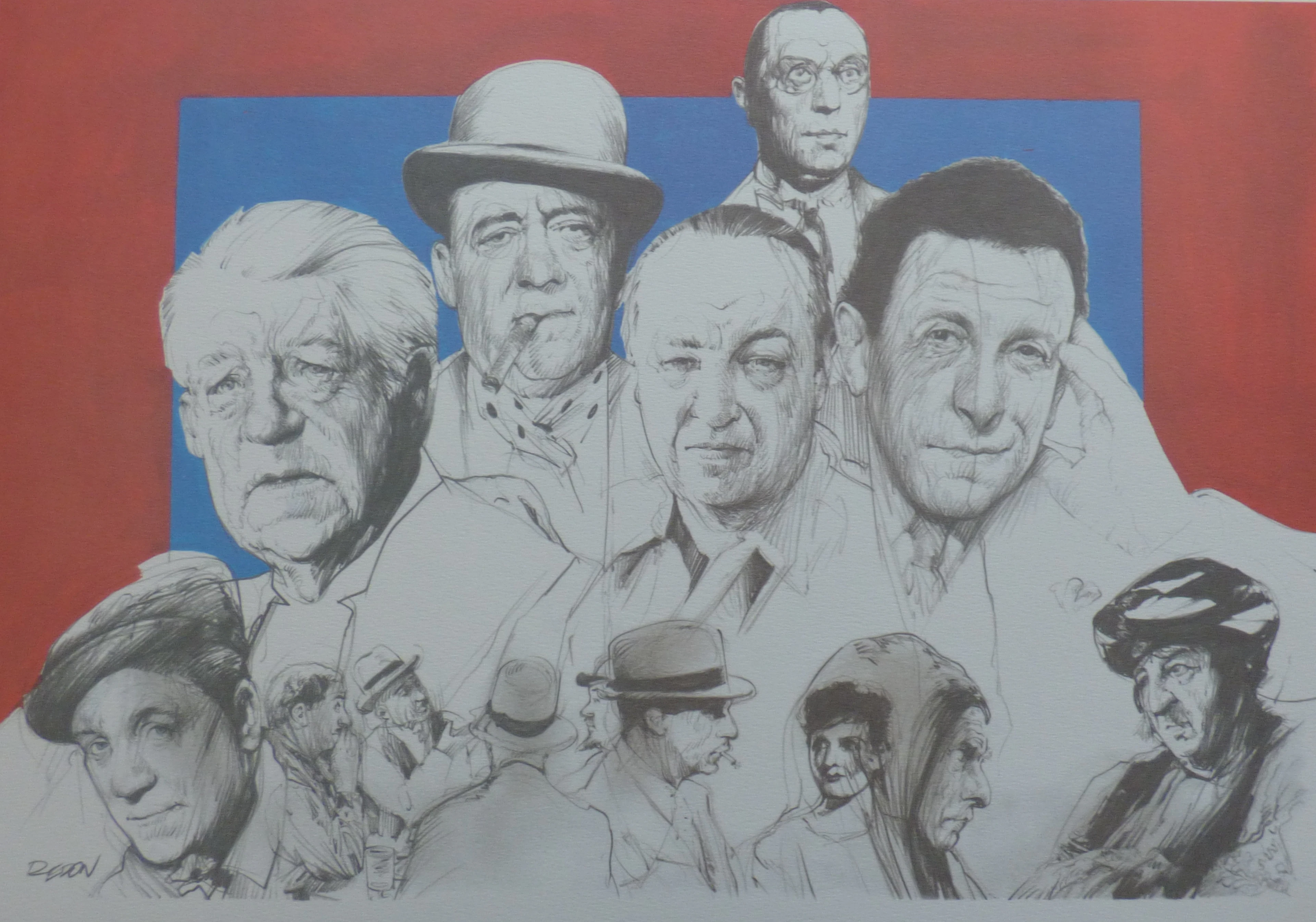 Jacky REDON - 16 Dessins caricaturaux signés dans la planche, 1990