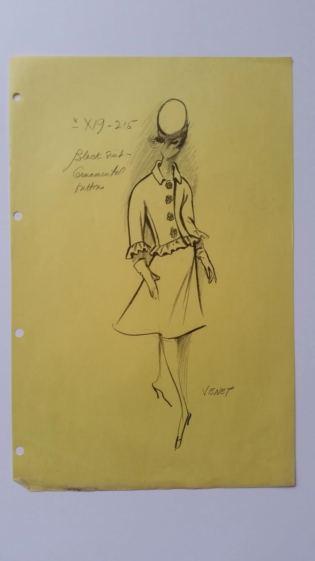 Philippe Venet - Croquis tailleur jupe