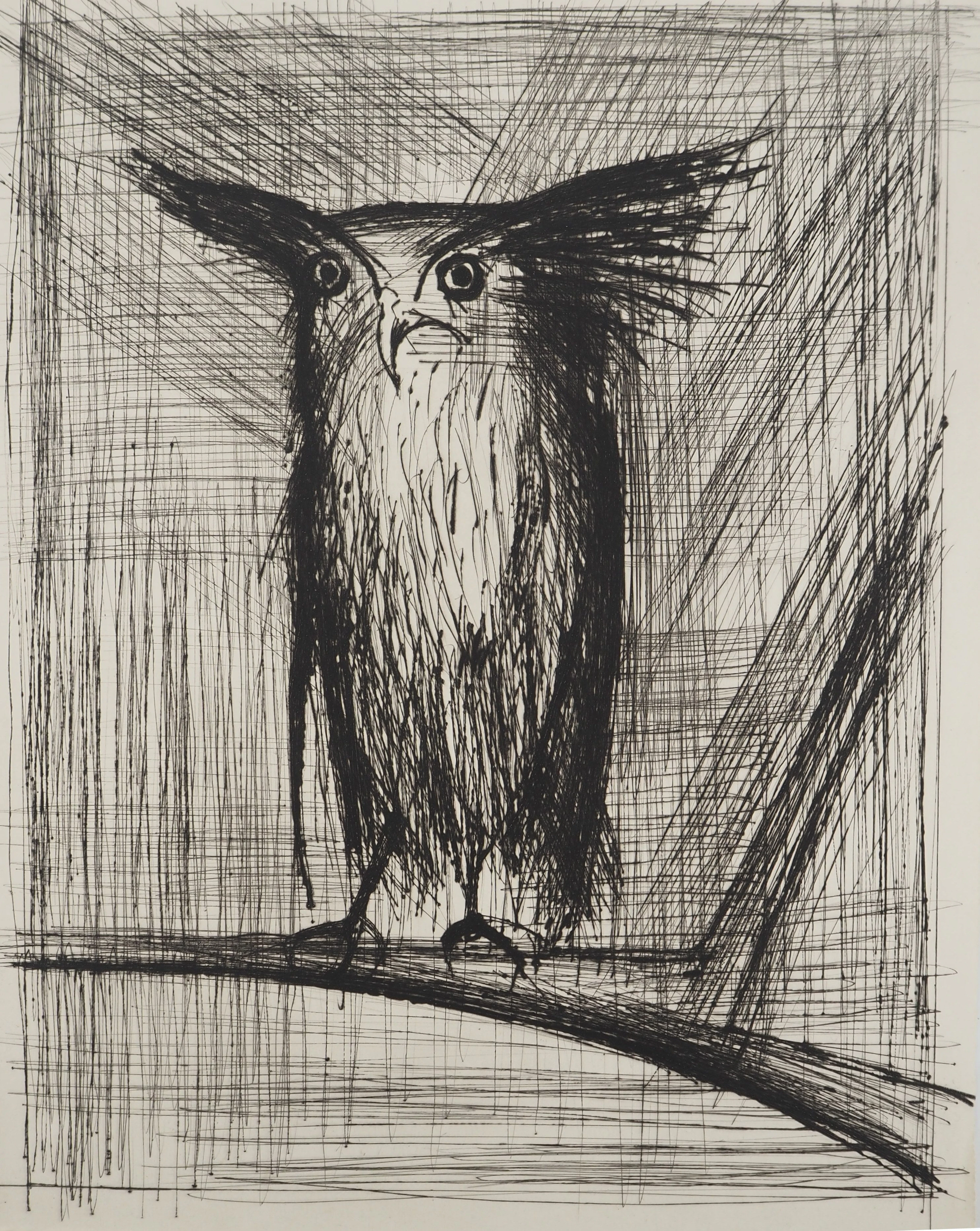 Bernard BUFFET : La chouette, Gravure originale