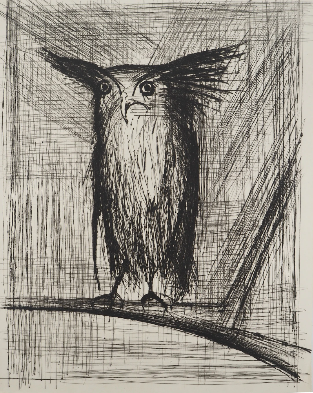Bernard BUFFET : La chouette, Gravure originale
