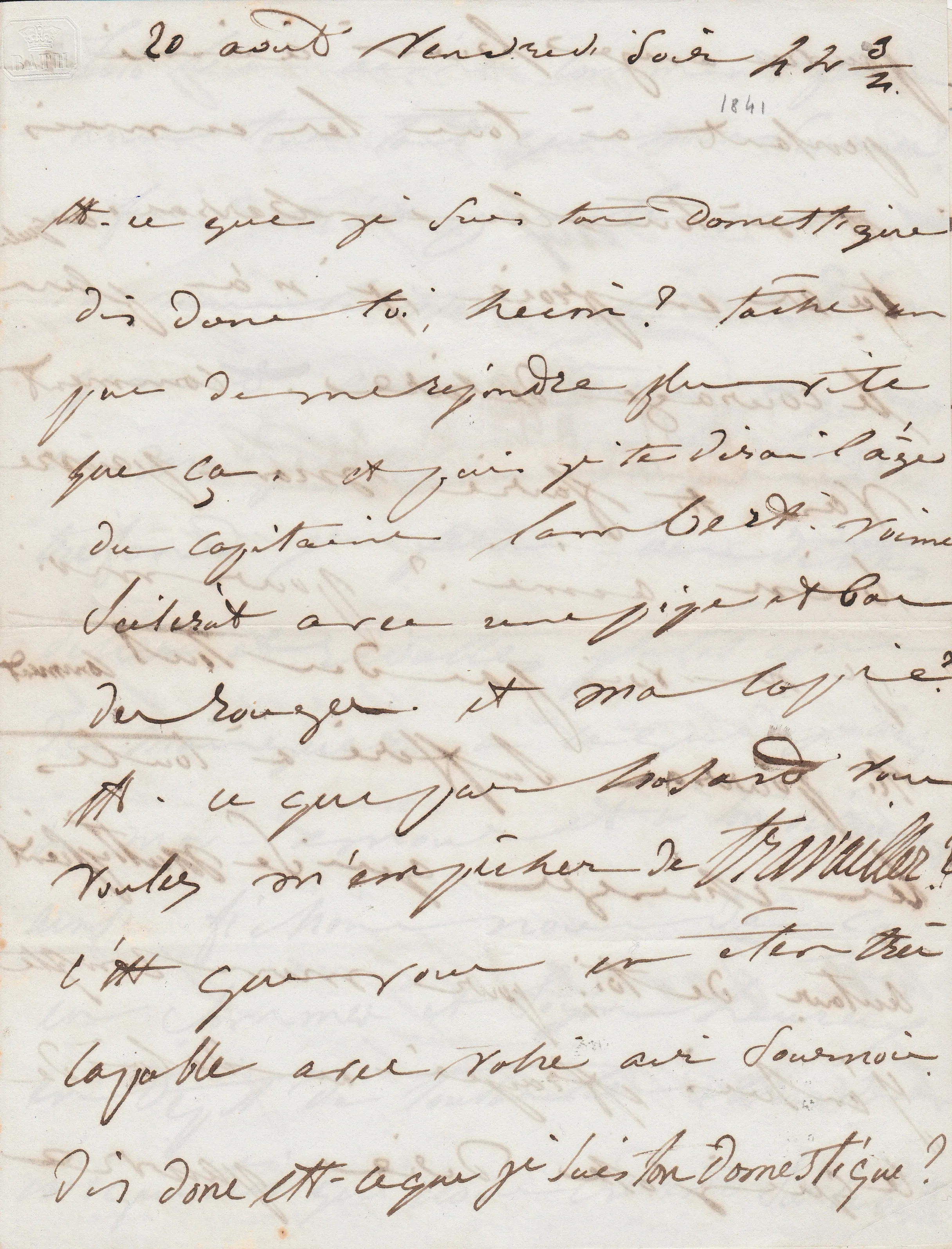 Juliette Drouet - Lettre autographe signée à Victor Hugo avec dessin