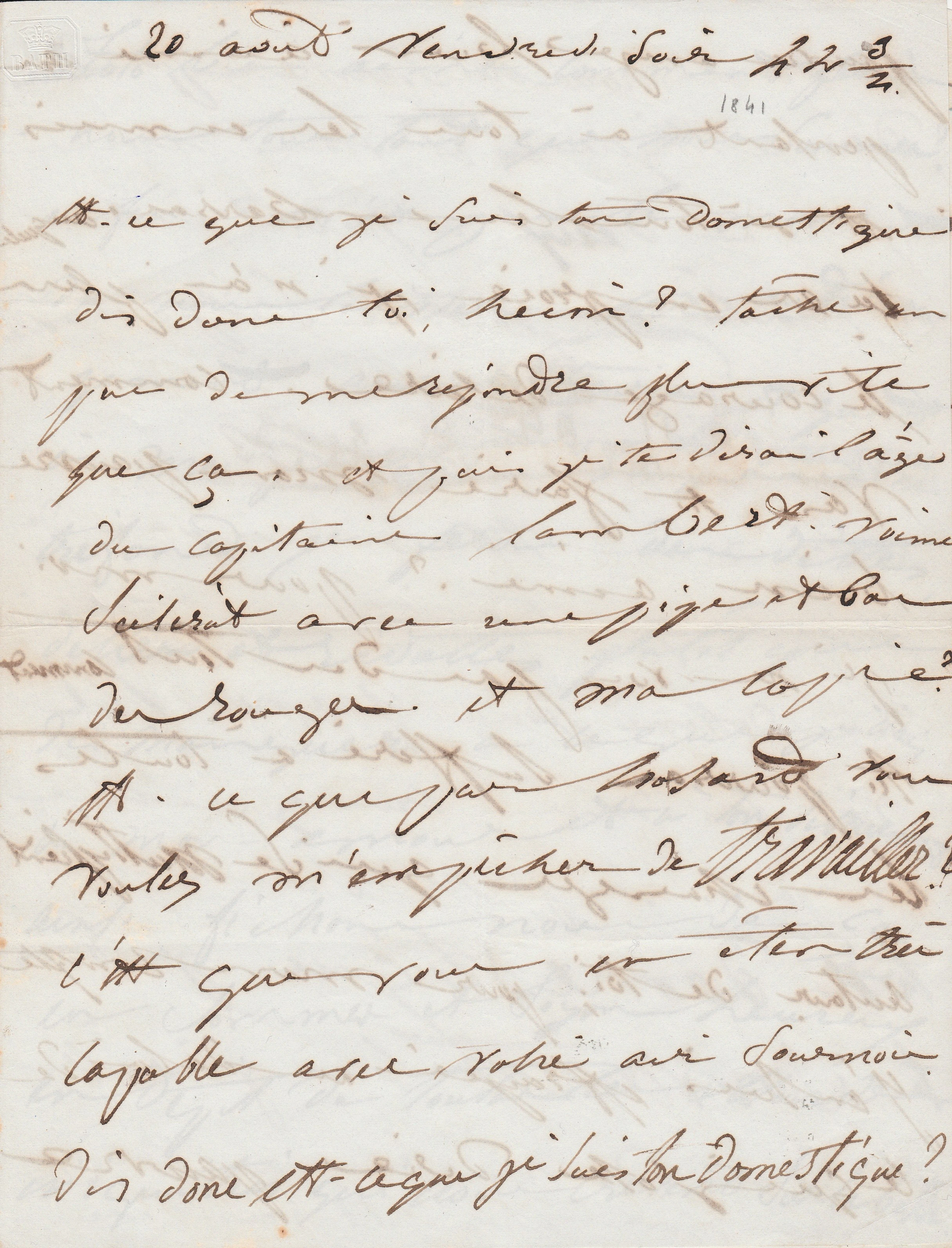 Juliette Drouet - Lettre autographe signée à Victor Hugo avec dessin
