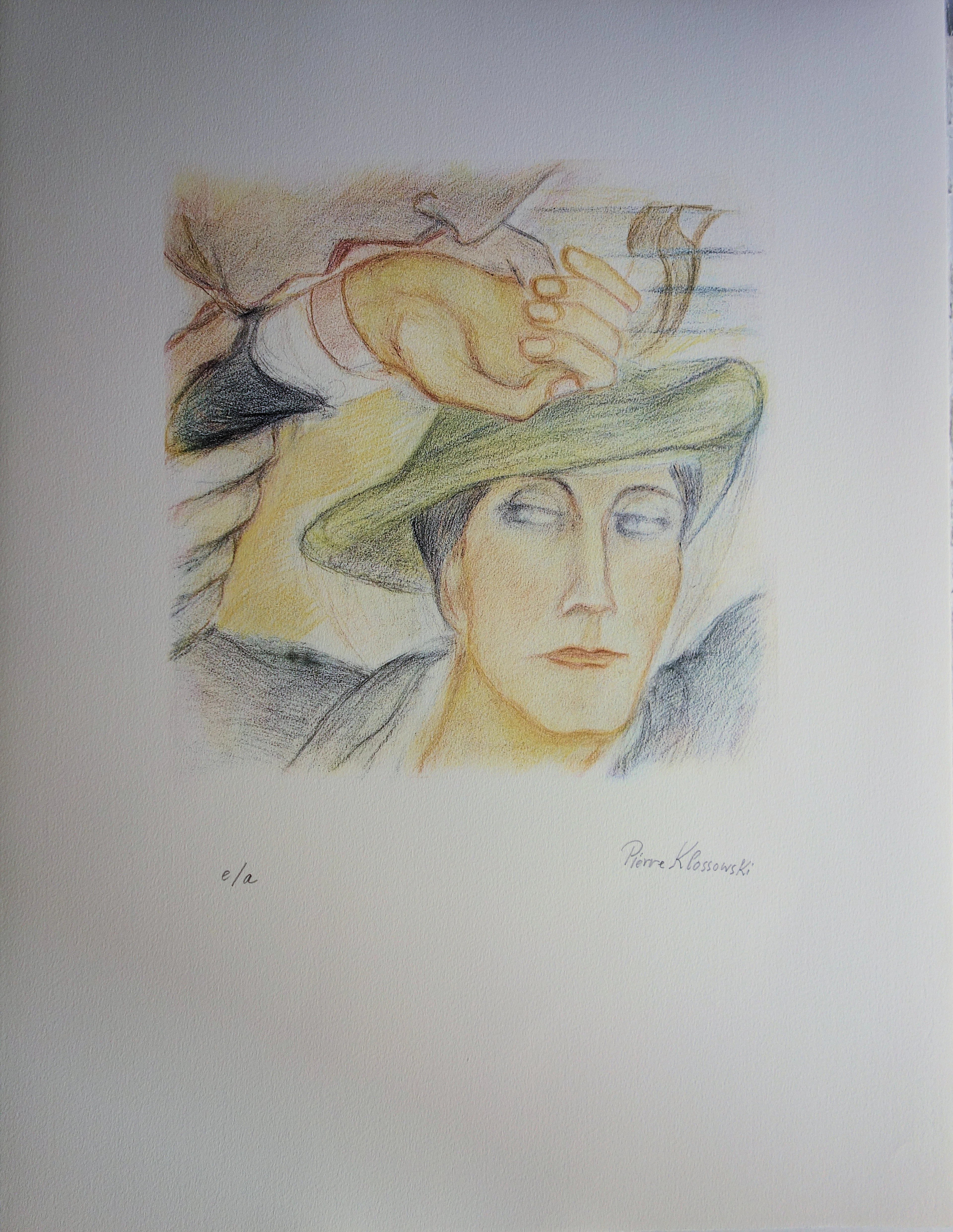 Pierre KLOSSOWSKI : Tête de Roberte - Lithographie originale signée