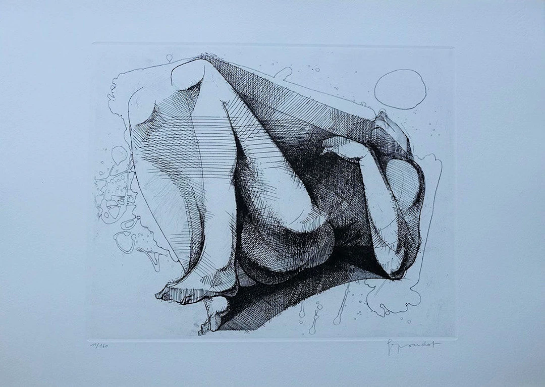 Georges OUDOT : Femme nue allongée - GRAVURE originale à l’eau forte