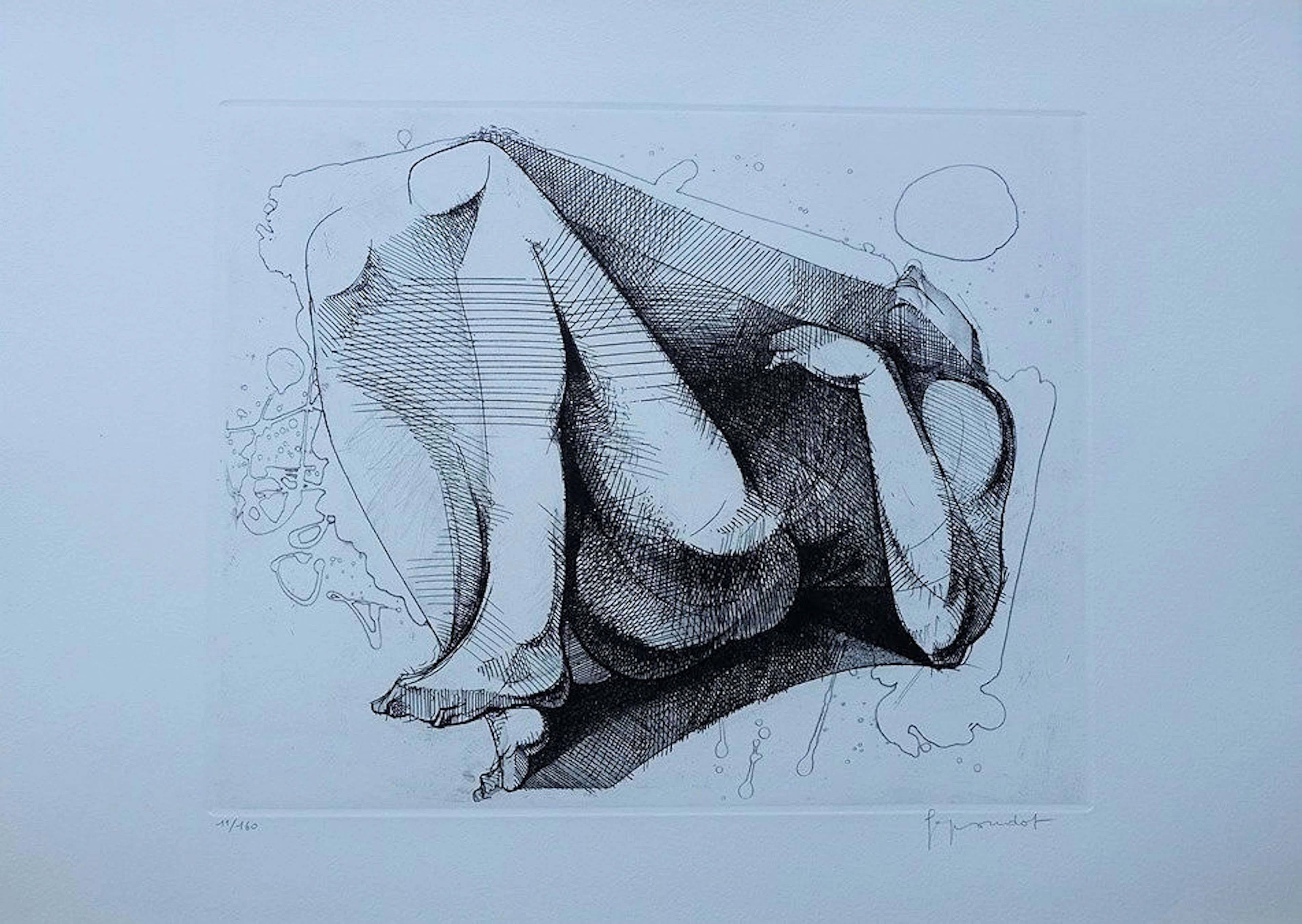 Georges OUDOT : Femme nue allongée - GRAVURE originale à l’eau forte
