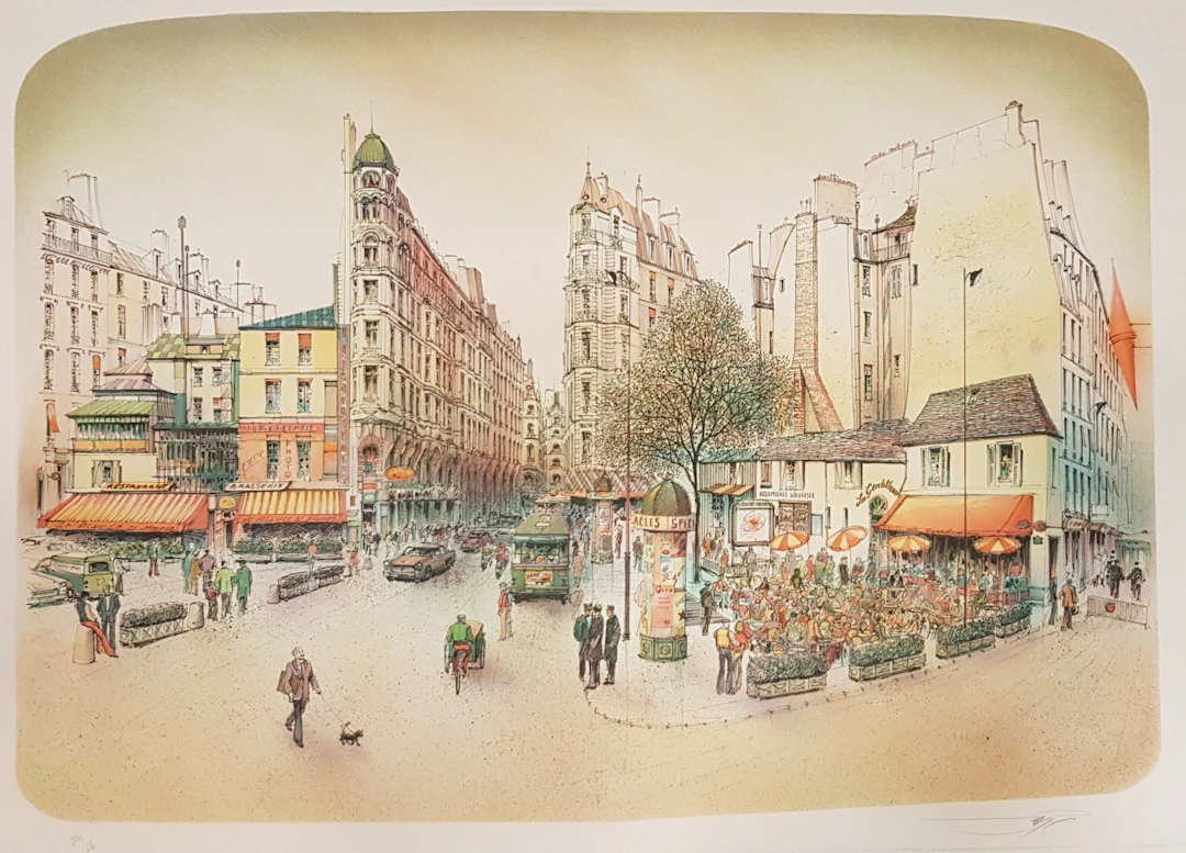 Rolf RAFFLEWSKI - Place Saint André des Arts, 1975 - Lithographie