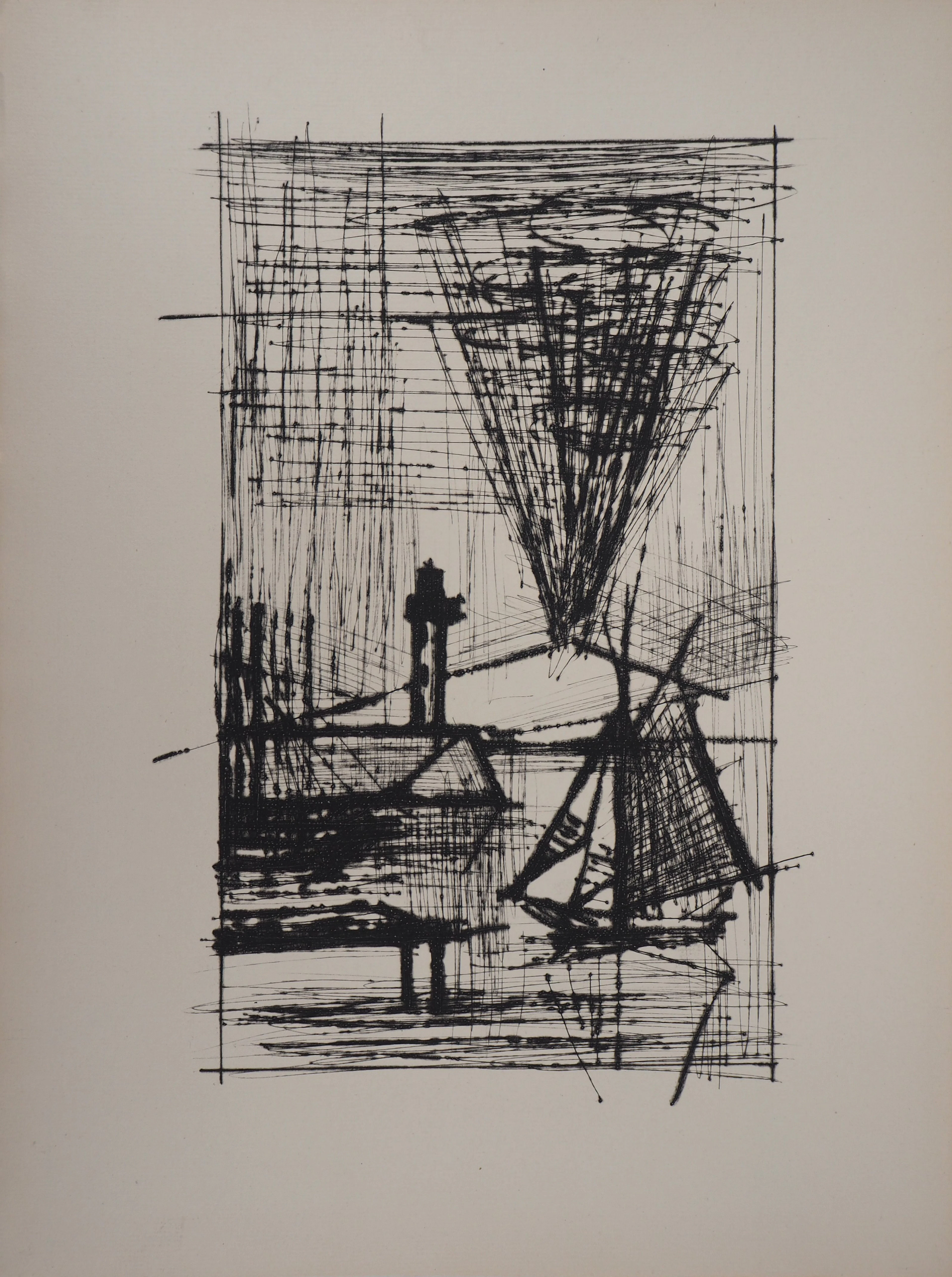 Bernard BUFFET - Le phare et le Vésuve - Gravure originale