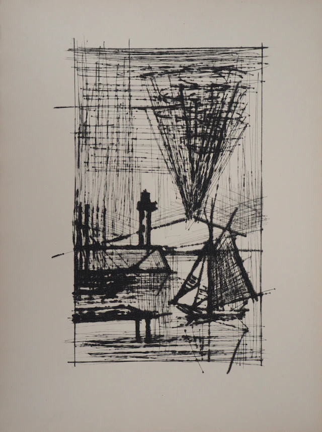 Bernard BUFFET - Le phare et le Vésuve - Gravure originale