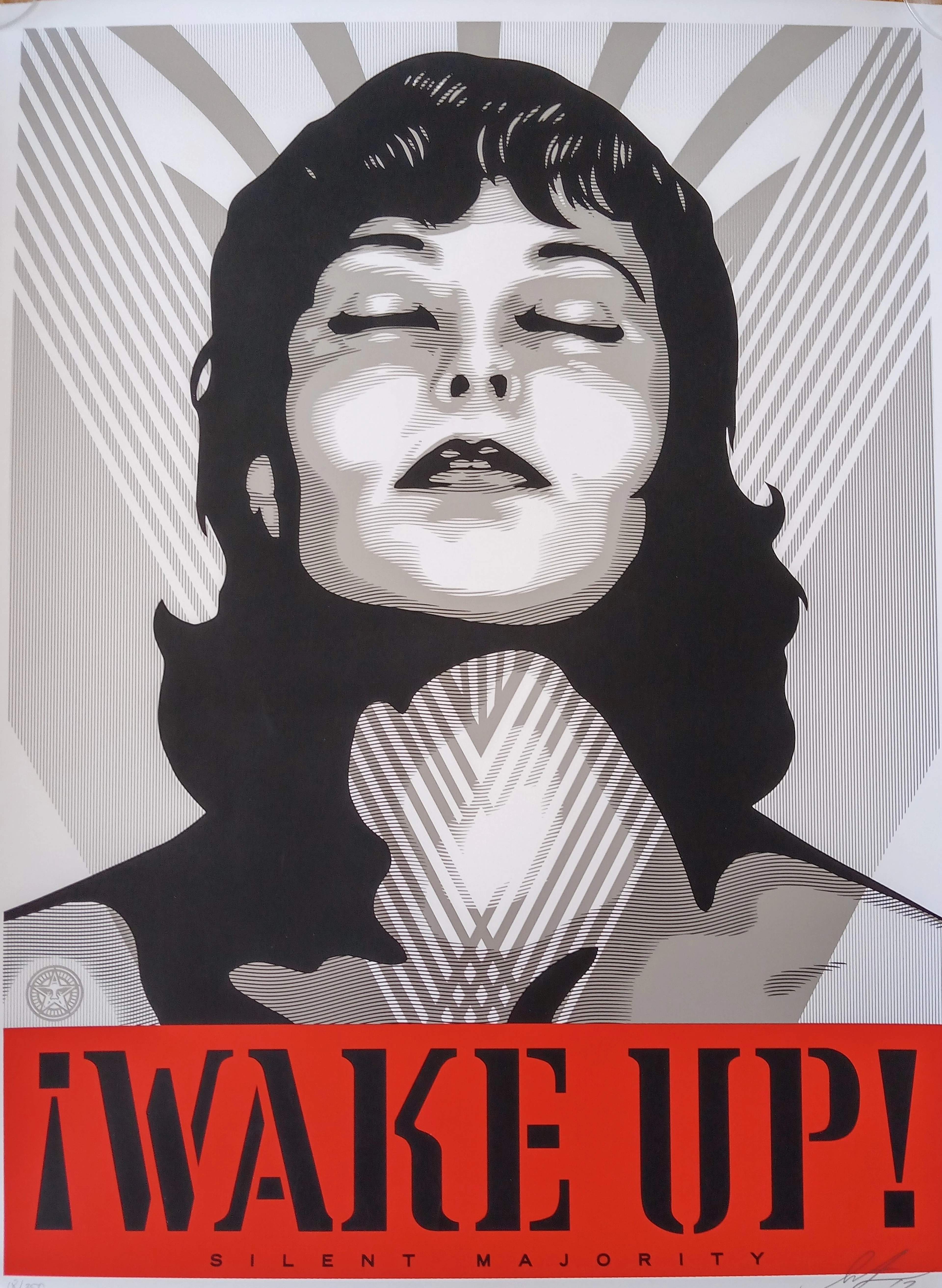 Shepard FAIREY (Obey) - Wake Up White, 2017 - Sérigraphie signée au crayon