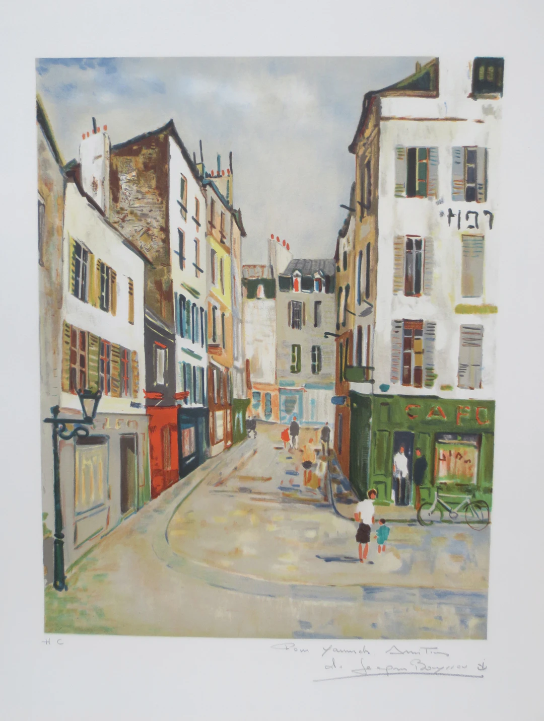 Jacques BOUYSSOU- Rue de Paris - Lithographie signée et dédicacée