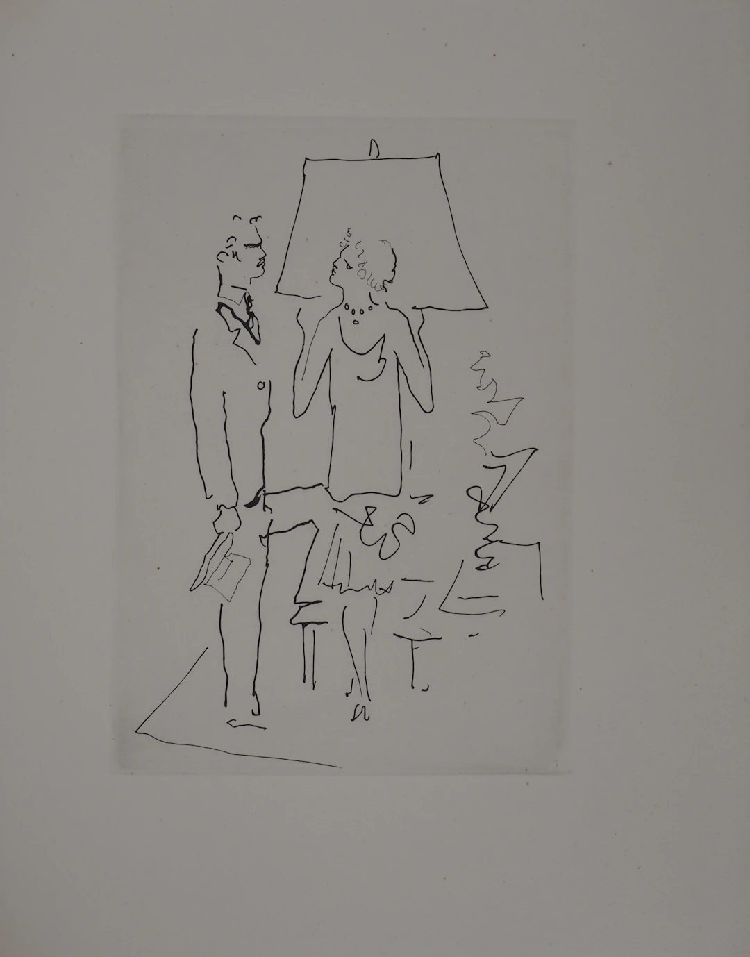 Jean COCTEAU : Le bal du comte d'Orgel, Les époux, gravure originale