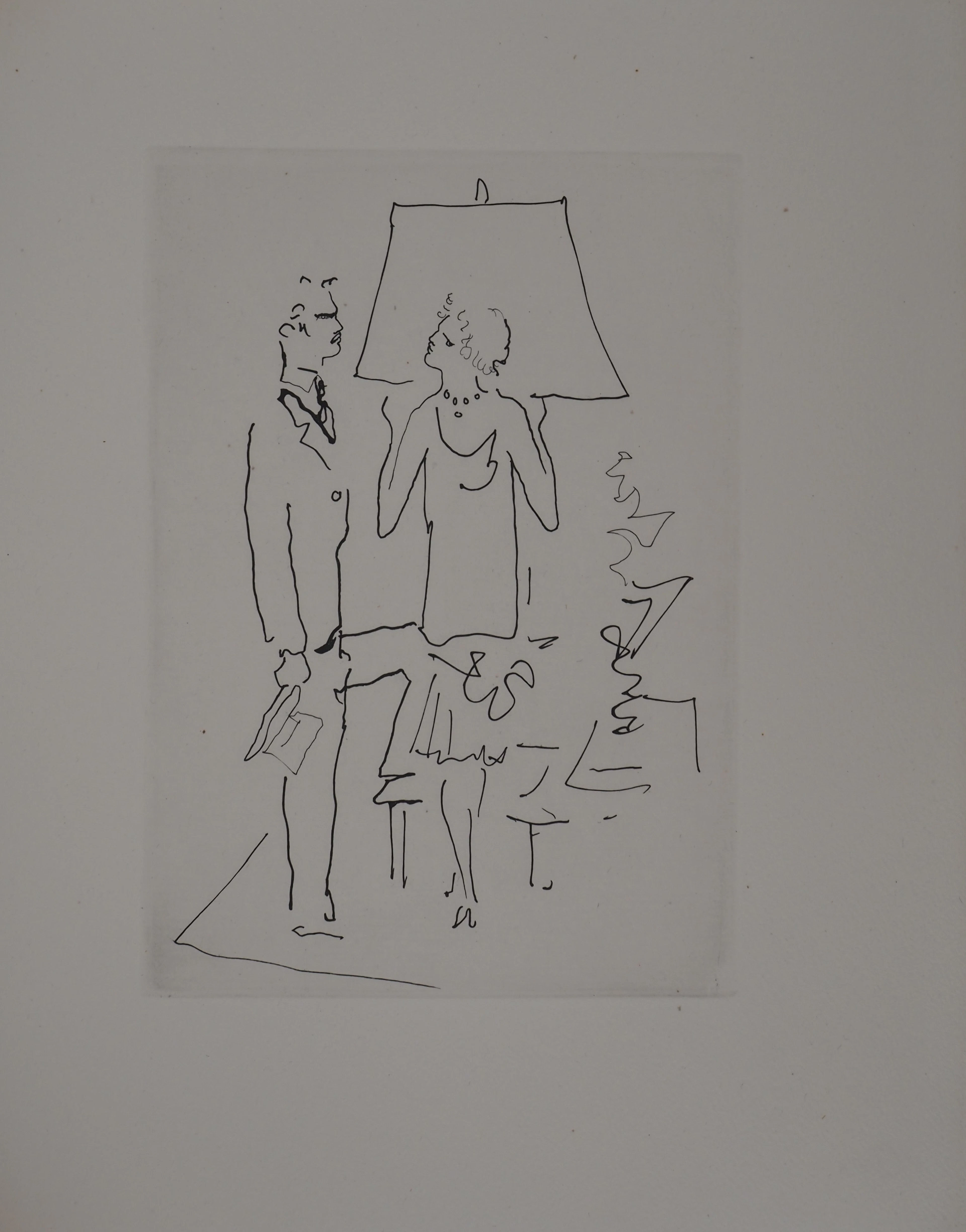 Jean COCTEAU : Le bal du comte d'Orgel, Les époux, gravure originale