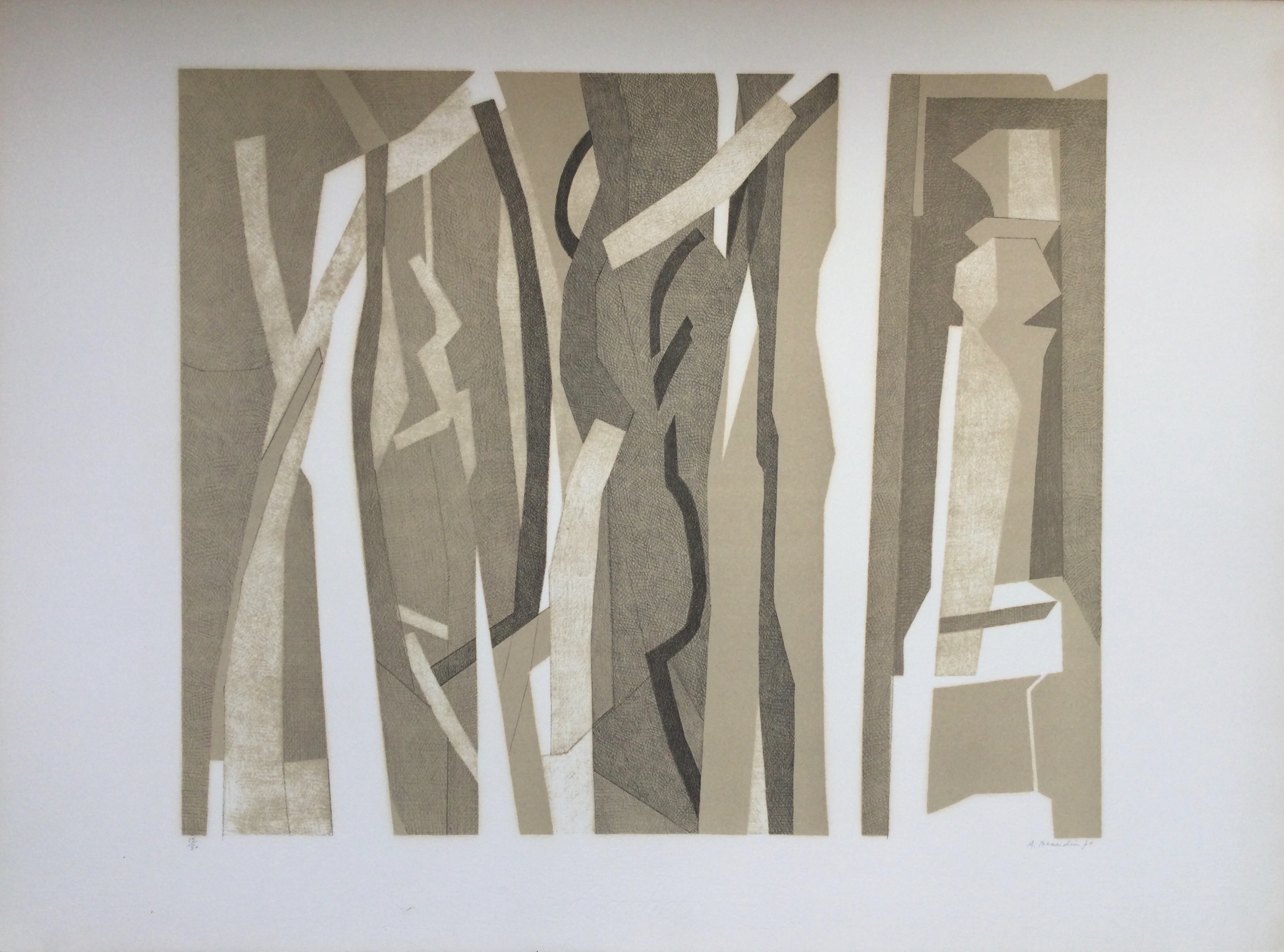 André BEAUDIN - Bois noir , 1971 - Lithographie originale signée au crayon