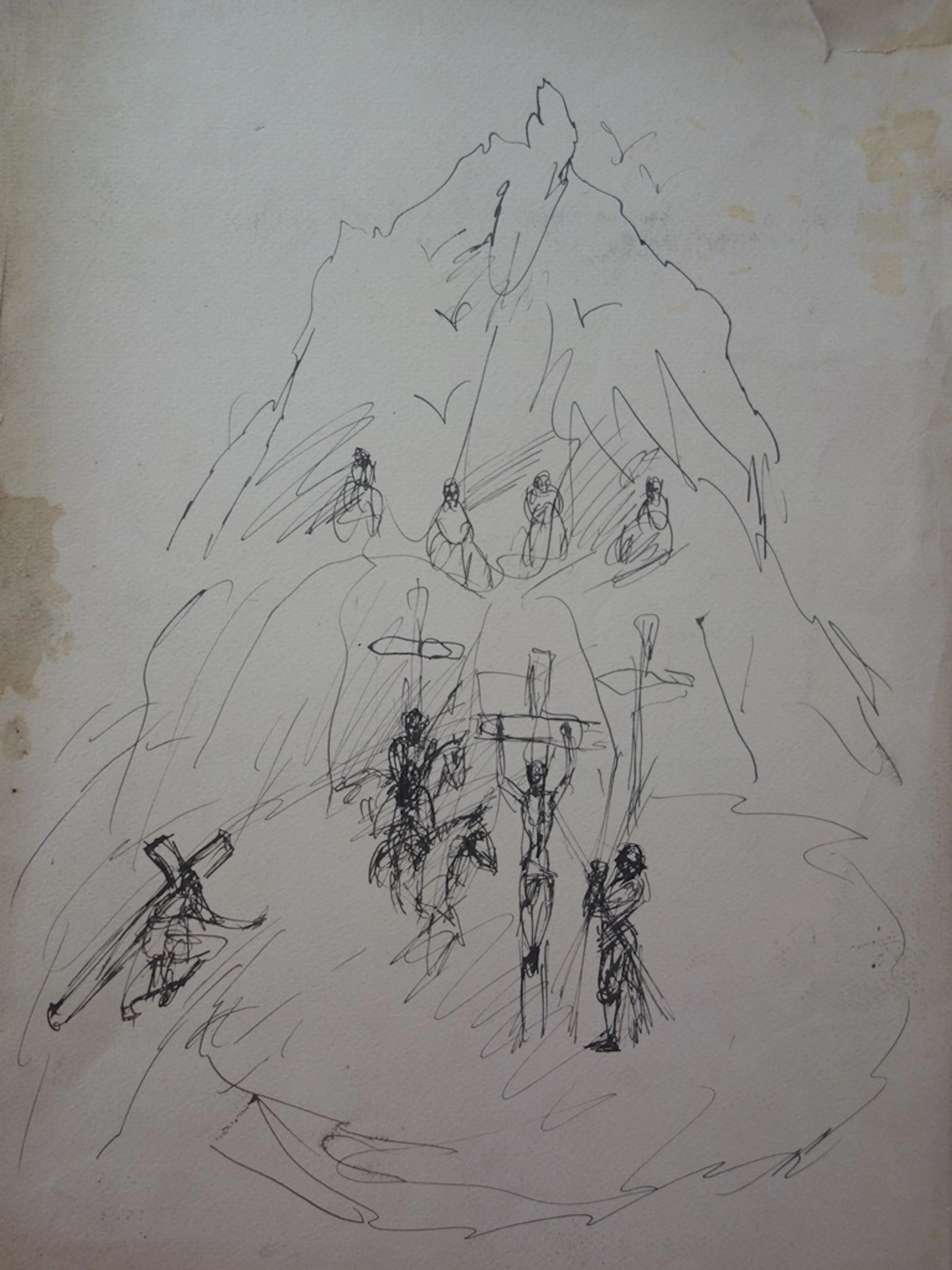 Edouard Goerg - Le Calvaire - Dessin original signé