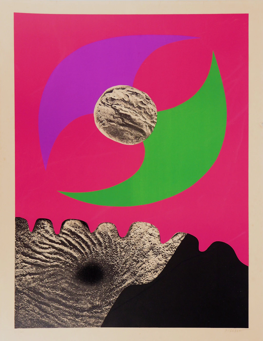 Jean PIAUBERT - Composition lunaire - Lithographie Originale Signée