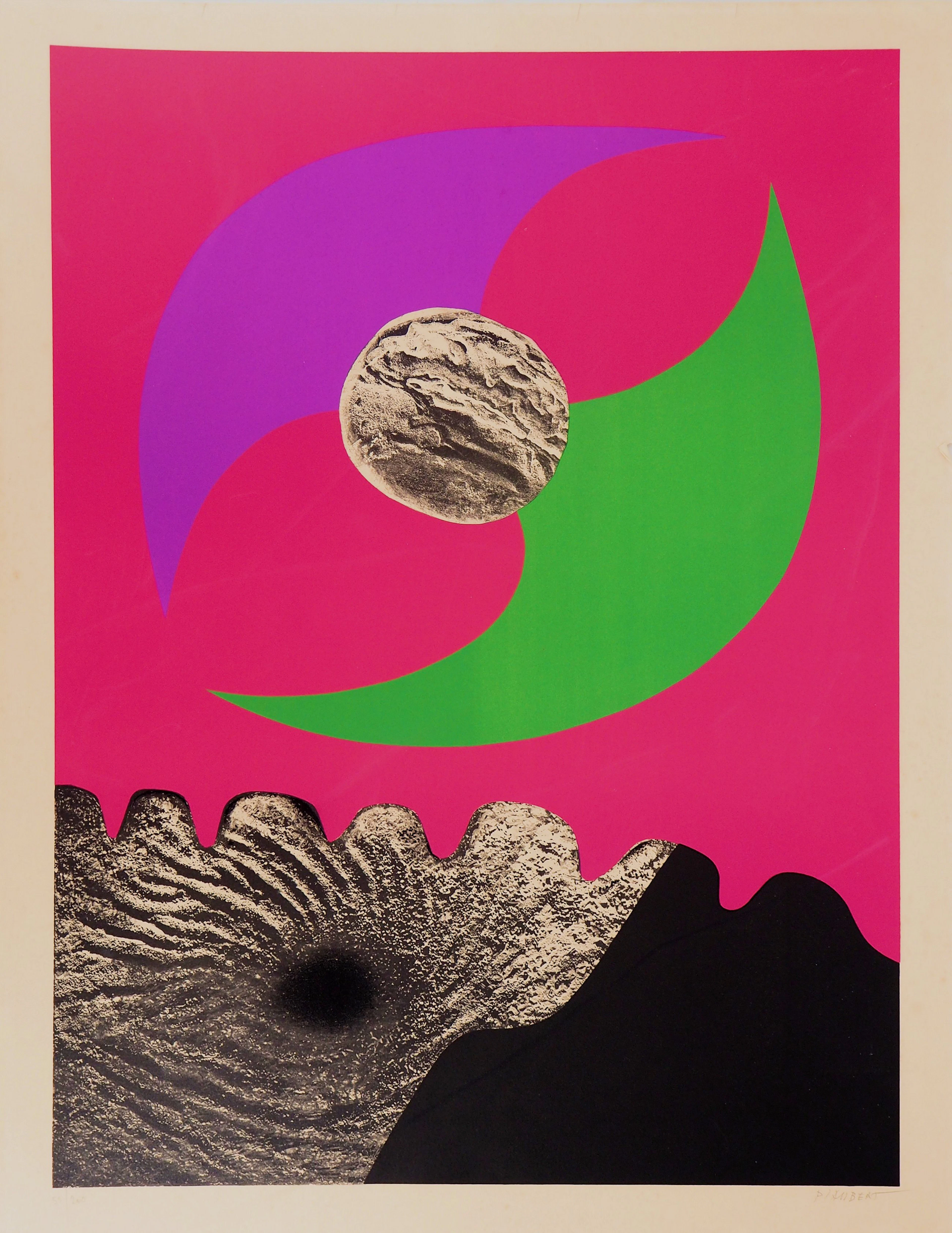 Jean PIAUBERT - Composition lunaire - Lithographie Originale Signée