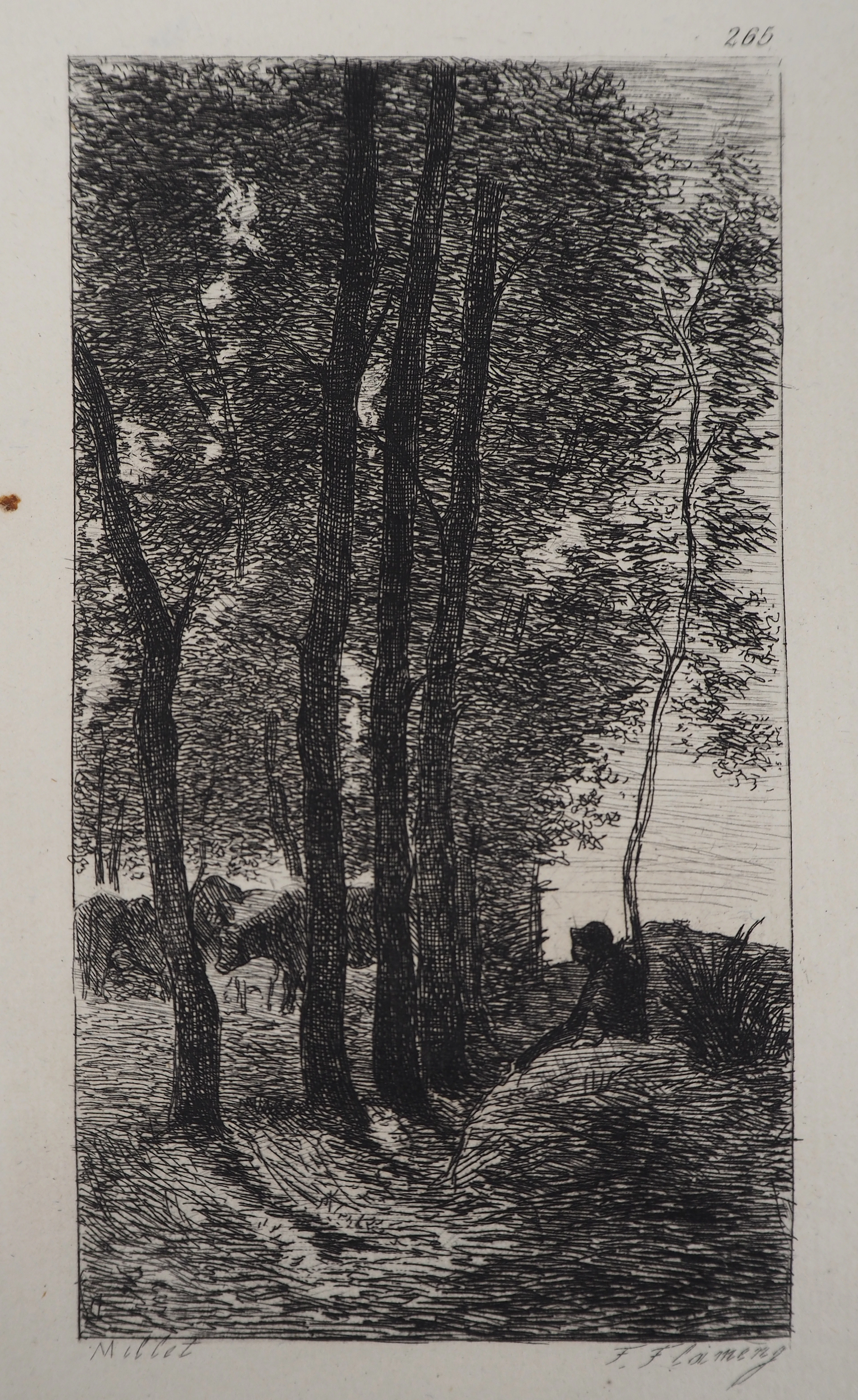 Jean François MILLET (d’après) - Repos sous les arbres,1873 - Gravure, signée
