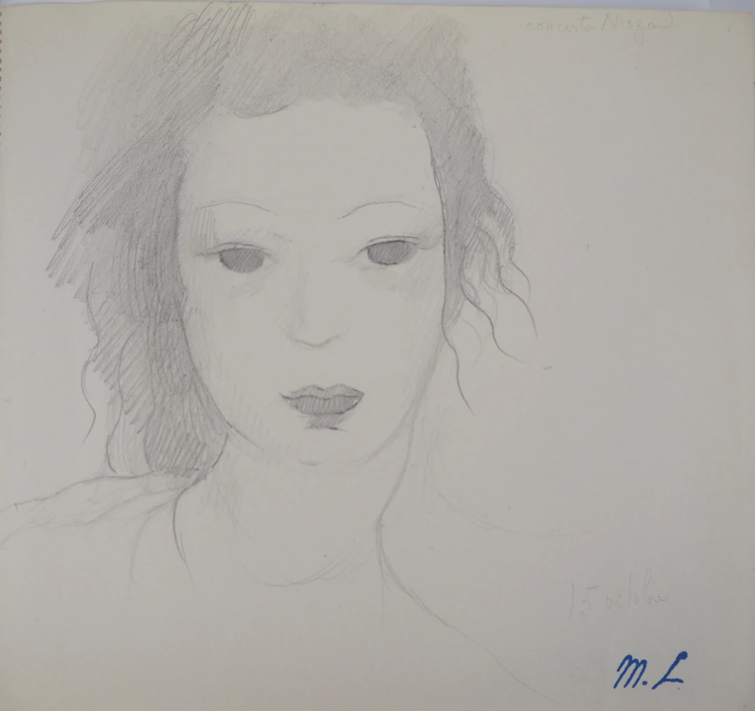Marie LAURENCIN : Rêveuse, Dessin original signé