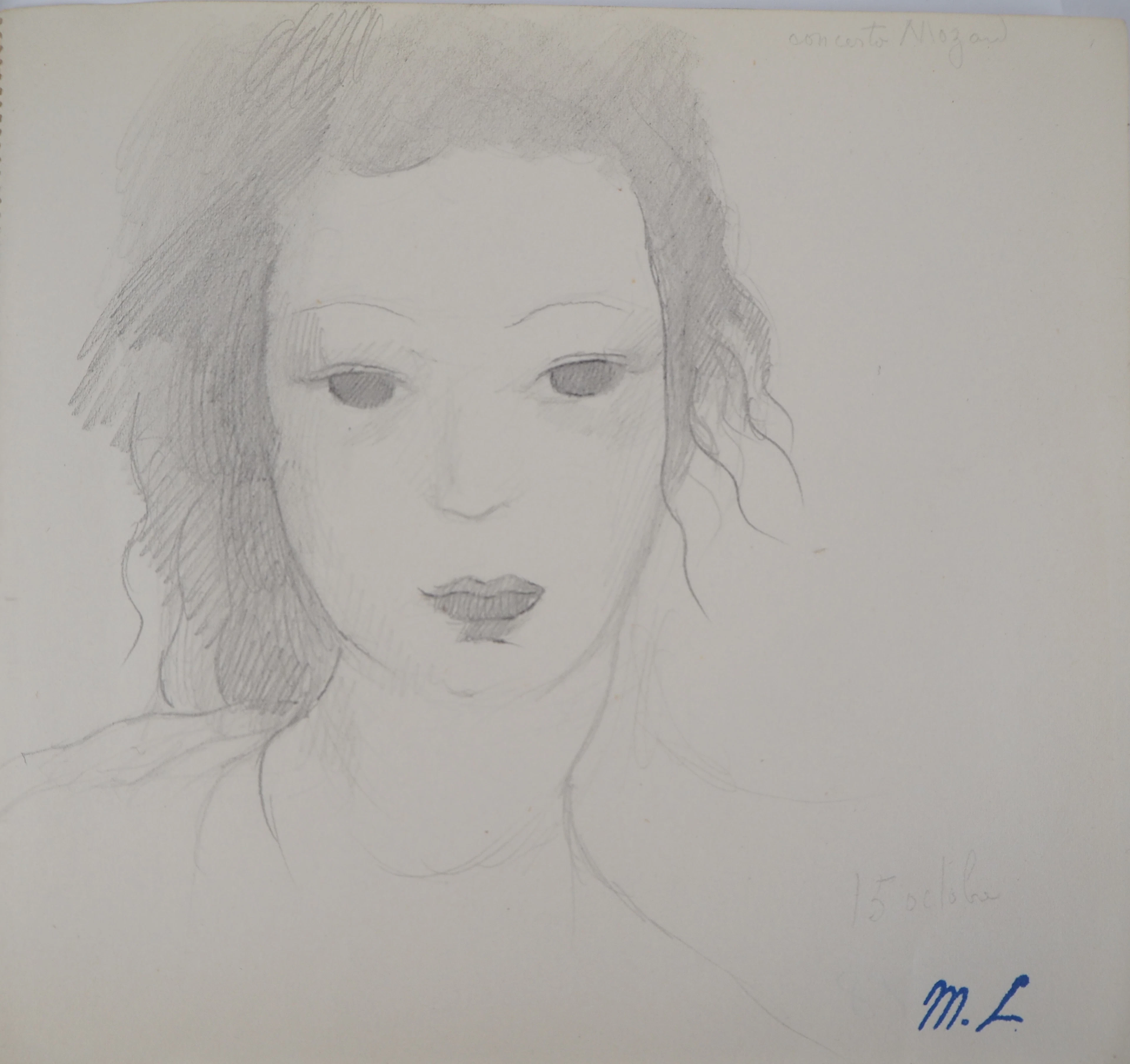 Marie LAURENCIN : Rêveuse, Dessin original signé