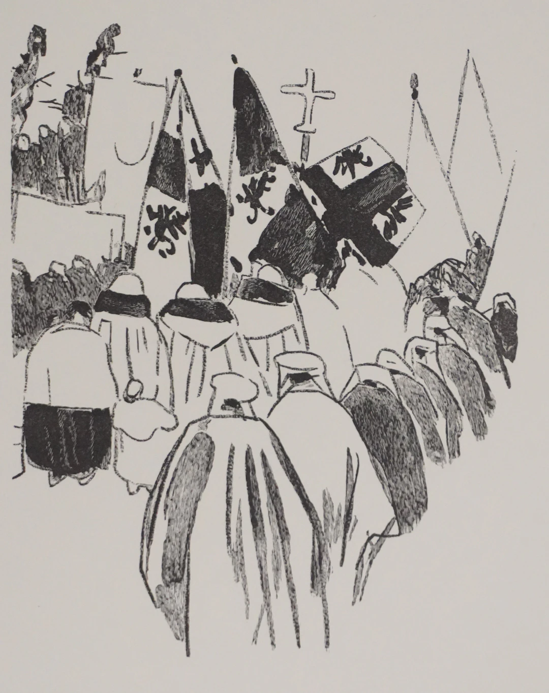 Mathurin MEHEUT : Bretagne, Procession au Pays de Trégor (Noir), Gravure