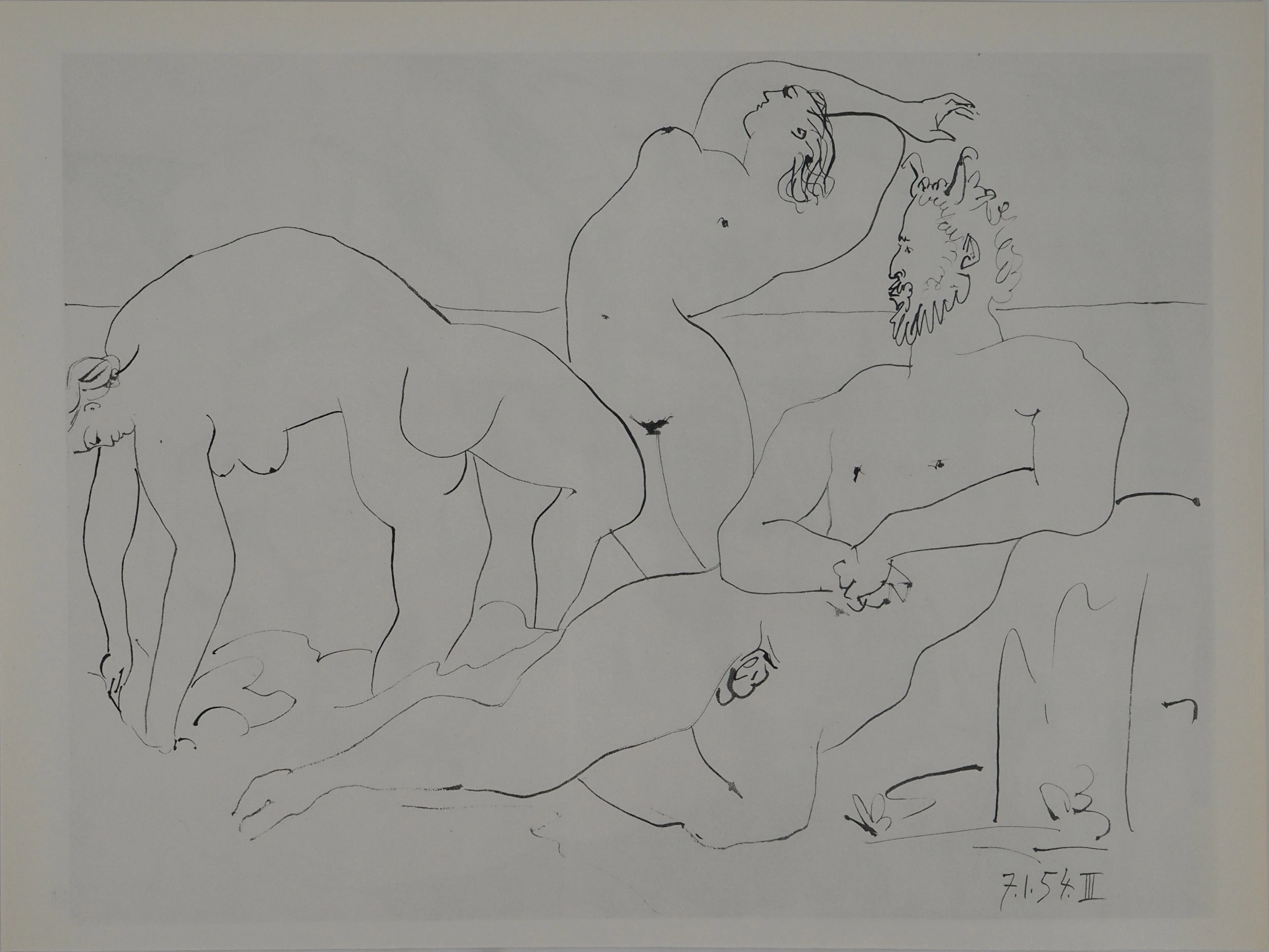 Pablo PICASSO : Comédie Humaine, La danse des nymphes et le satyre