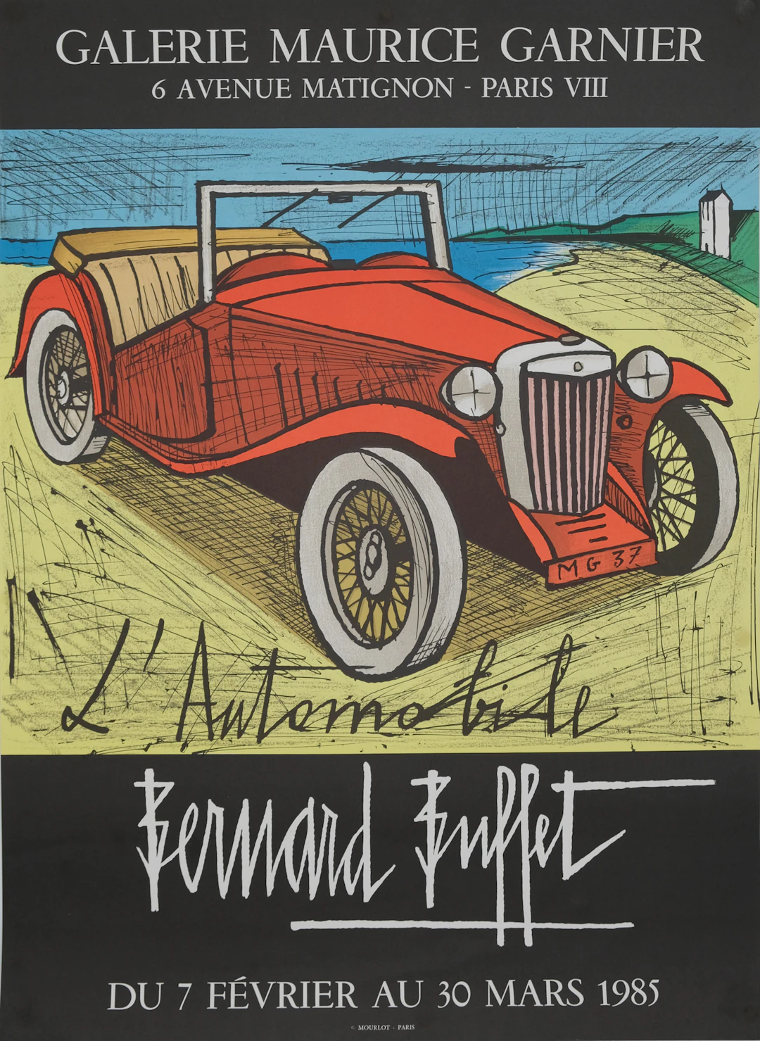 Bernard BUFFET : L’automobile - Lithographie originale signée